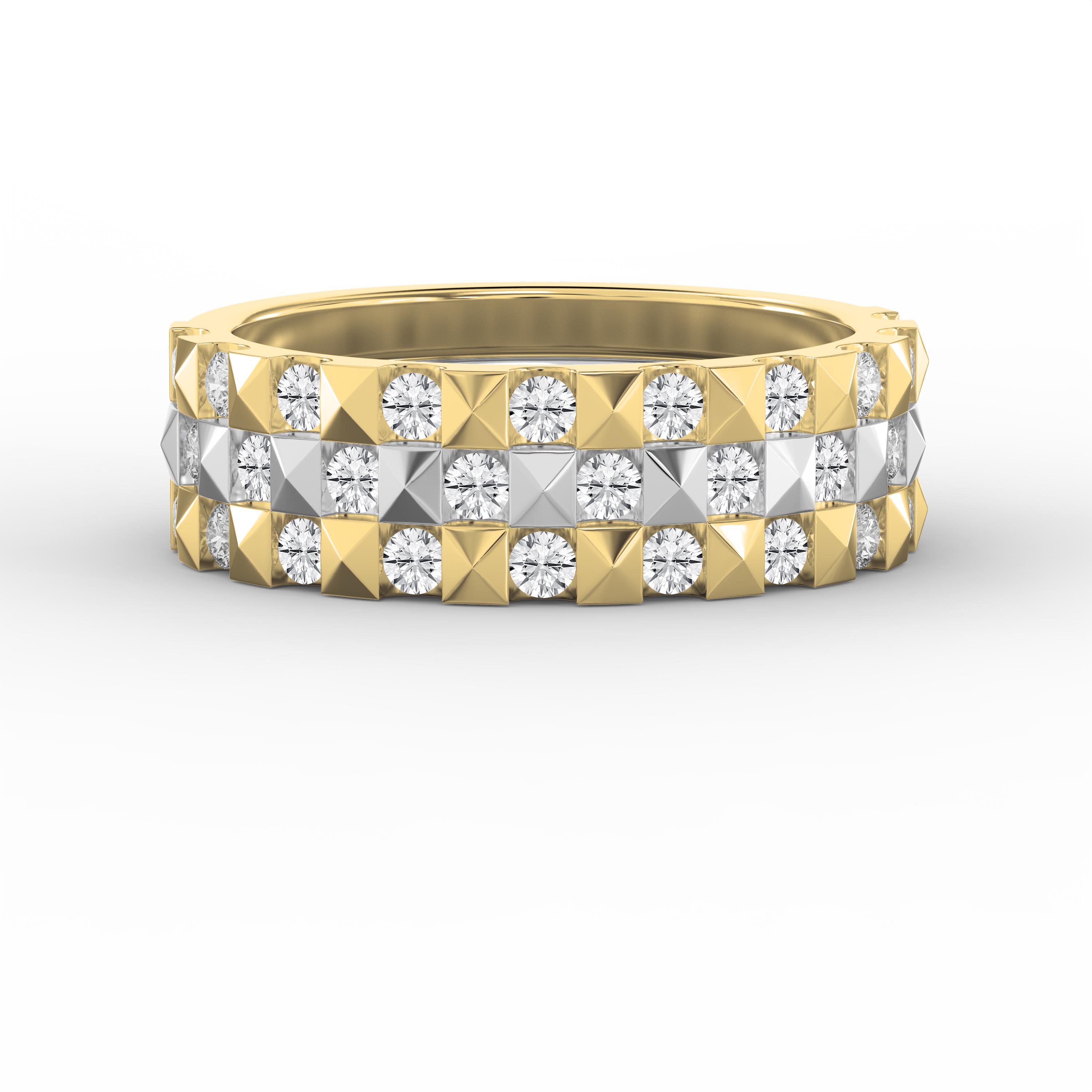 Stellar Edge Two-Tone  Diamond Band Ring Round Brilliant Cut Diamonds | Modern Wedding & Anniversary Ring