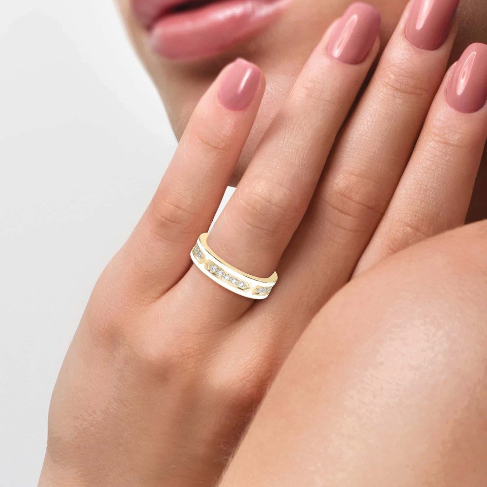 0.45 Carat Diamond Band for Women – EF VS Clarity | Custom Gold Color & Weight