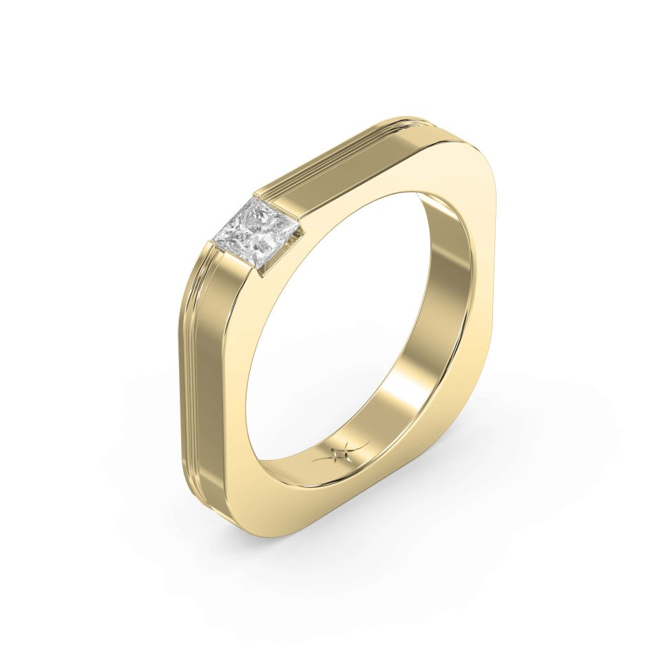 Square Diamond Engagement Ring for Men Masculine Brilliance in Lab-Grown & Natural Diamond Band