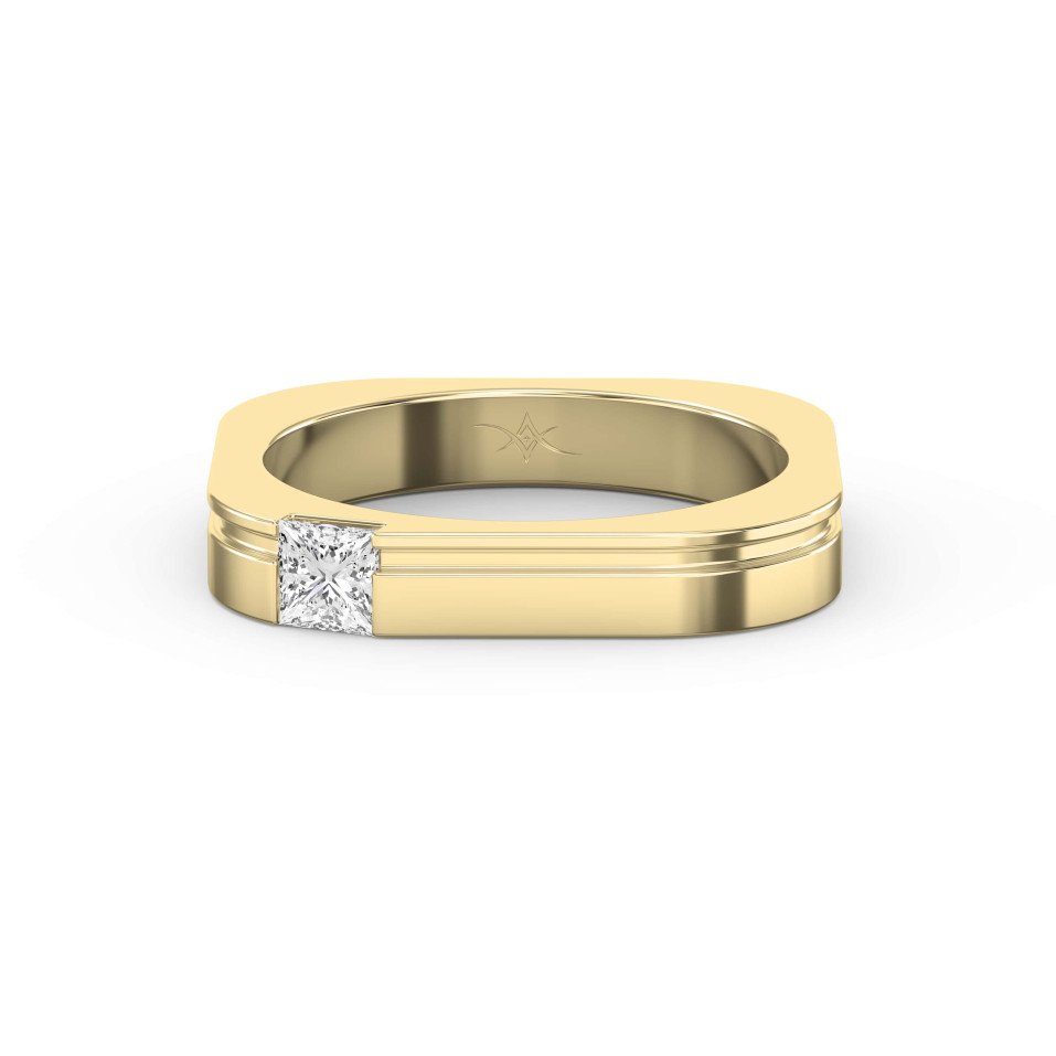 Square Diamond Engagement Ring for Men Masculine Brilliance in Lab-Grown & Natural Diamond Band