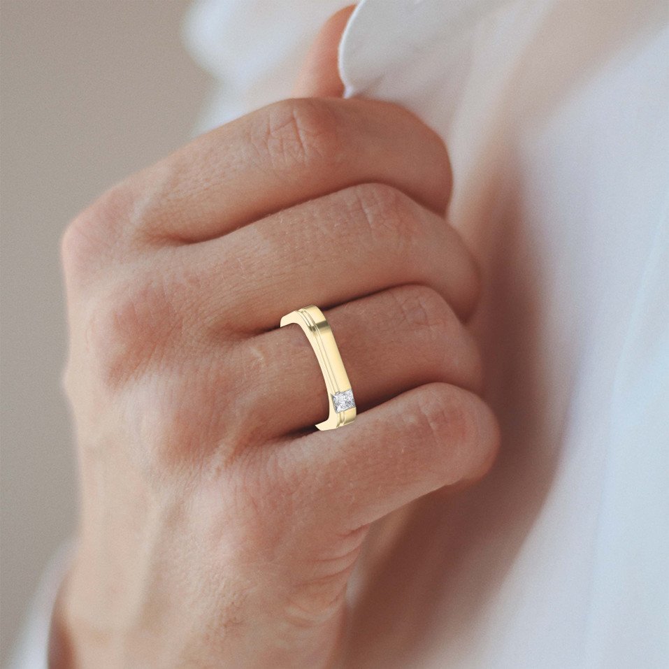Square Diamond Engagement Ring for Men Masculine Brilliance in Lab-Grown & Natural Diamond Band