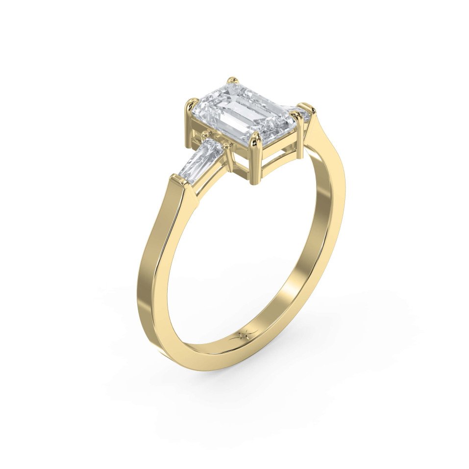 Three-Stone Engagement Ring with Custom Center Stone & Tapered Baguette Diamonds