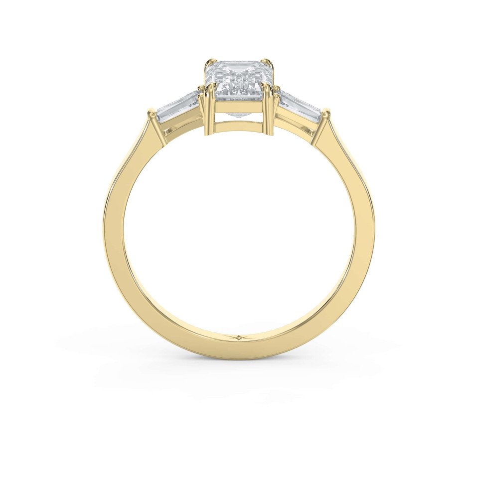 Three-Stone Engagement Ring with Custom Center Stone & Tapered Baguette Diamonds
