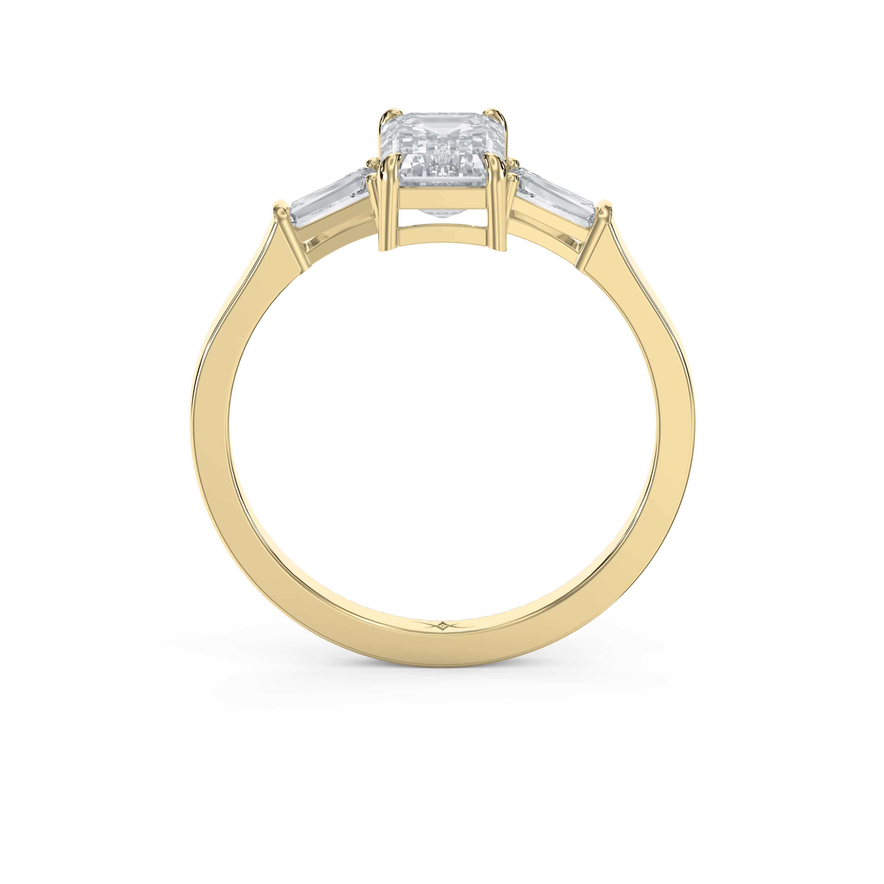 Three-Stone Engagement Ring with Custom Center Stone & Tapered Baguette Diamonds
