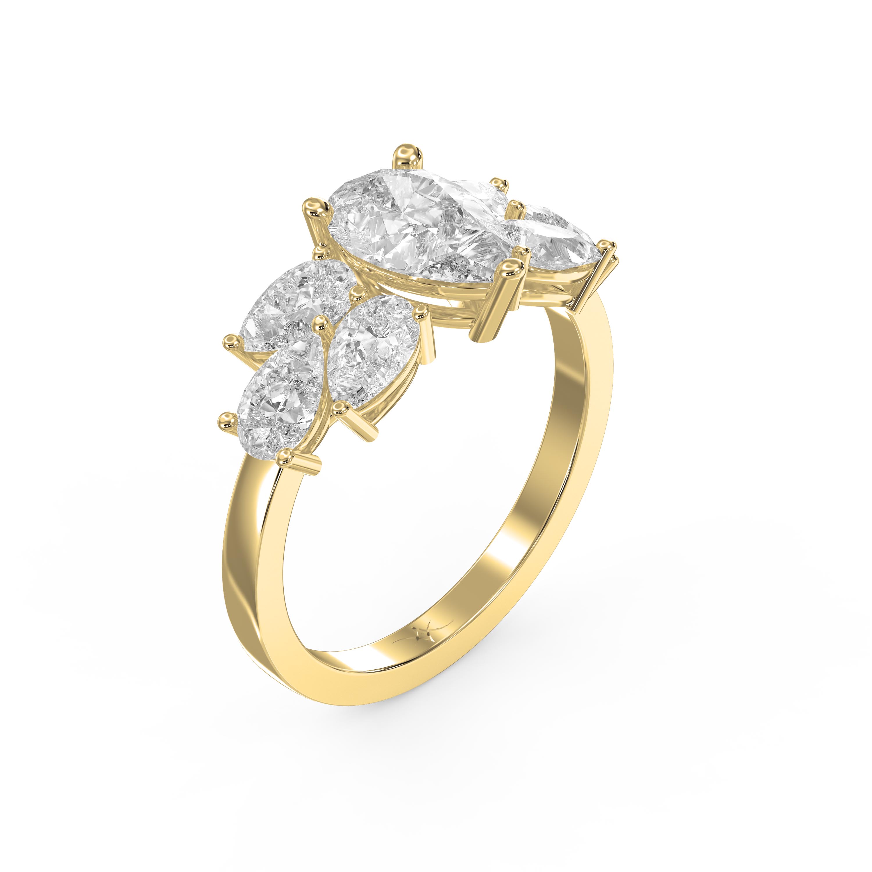 Pear-Shaped Diamond Cluster Ring – Floral Cocktail & Engagement Design | Lab-Grown  Diamonds
