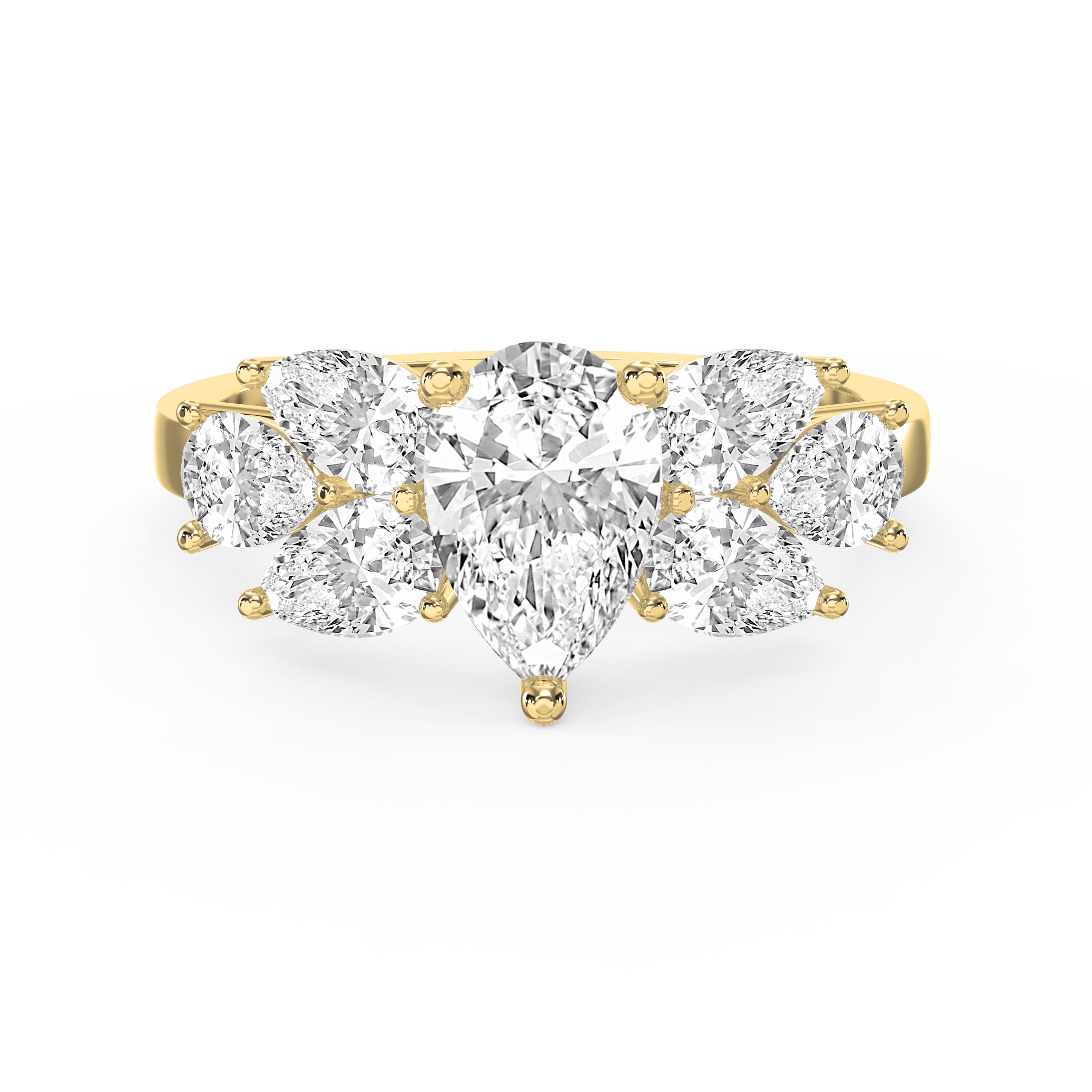 Pear-Shaped Diamond Cluster Ring – Floral Cocktail & Engagement Design | Lab-Grown  Diamonds