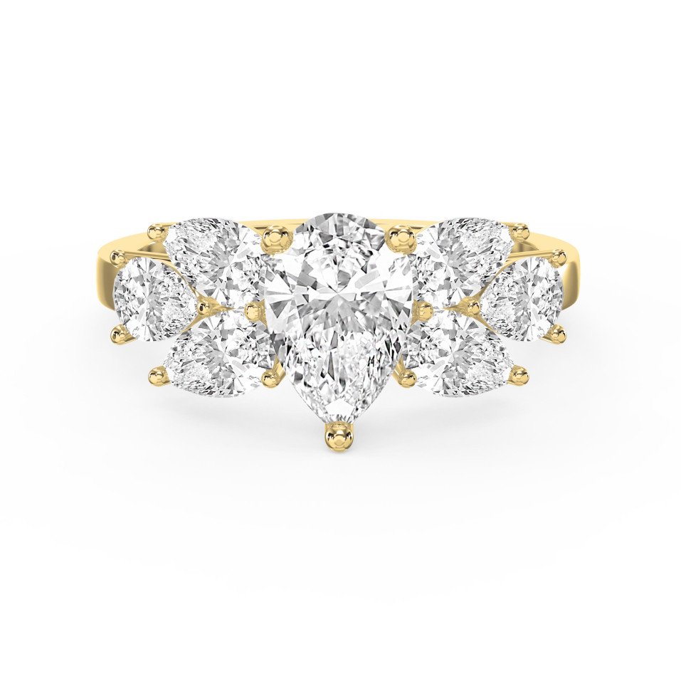 Pear-Shaped Diamond Cluster Ring – Floral Cocktail & Engagement Design | Lab-Grown  Diamonds