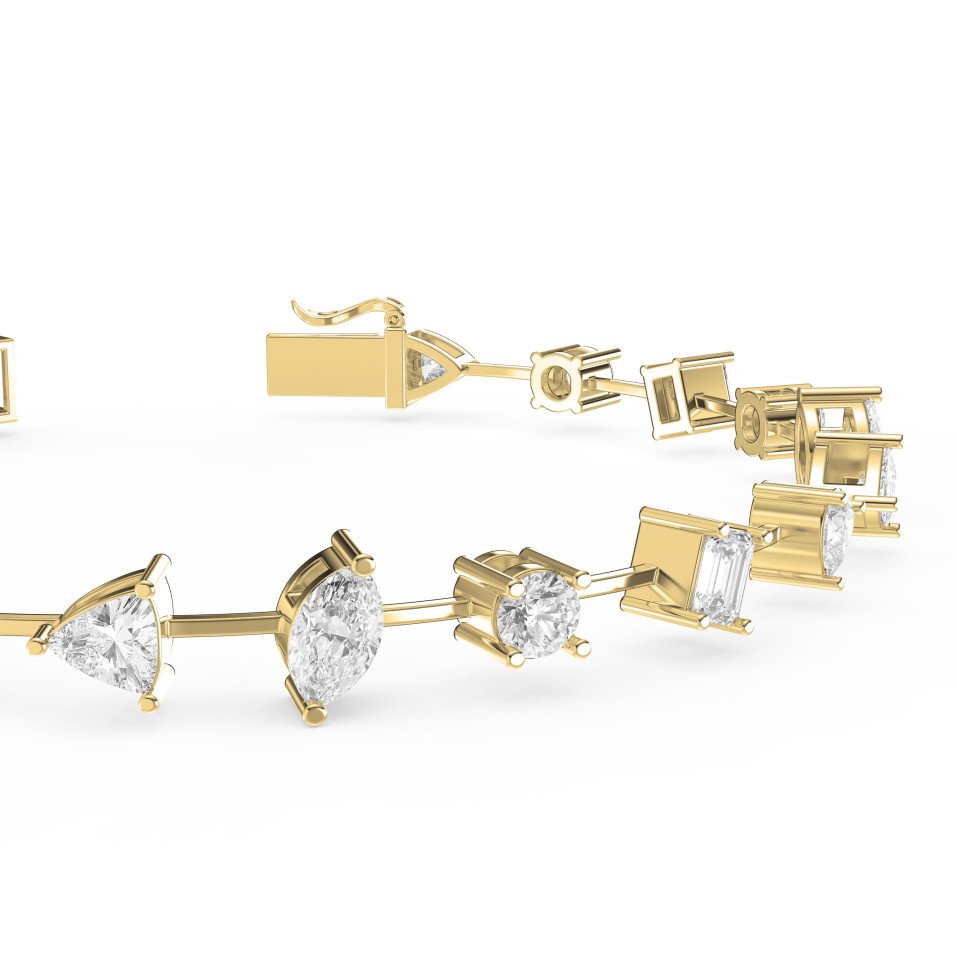 Multi-Shape Diamond Bracelet – Luxury Designer Bracelet  with Round, Triliant, Marquise, Pear & Emerald Cuts | Lab-Grown Diamonds