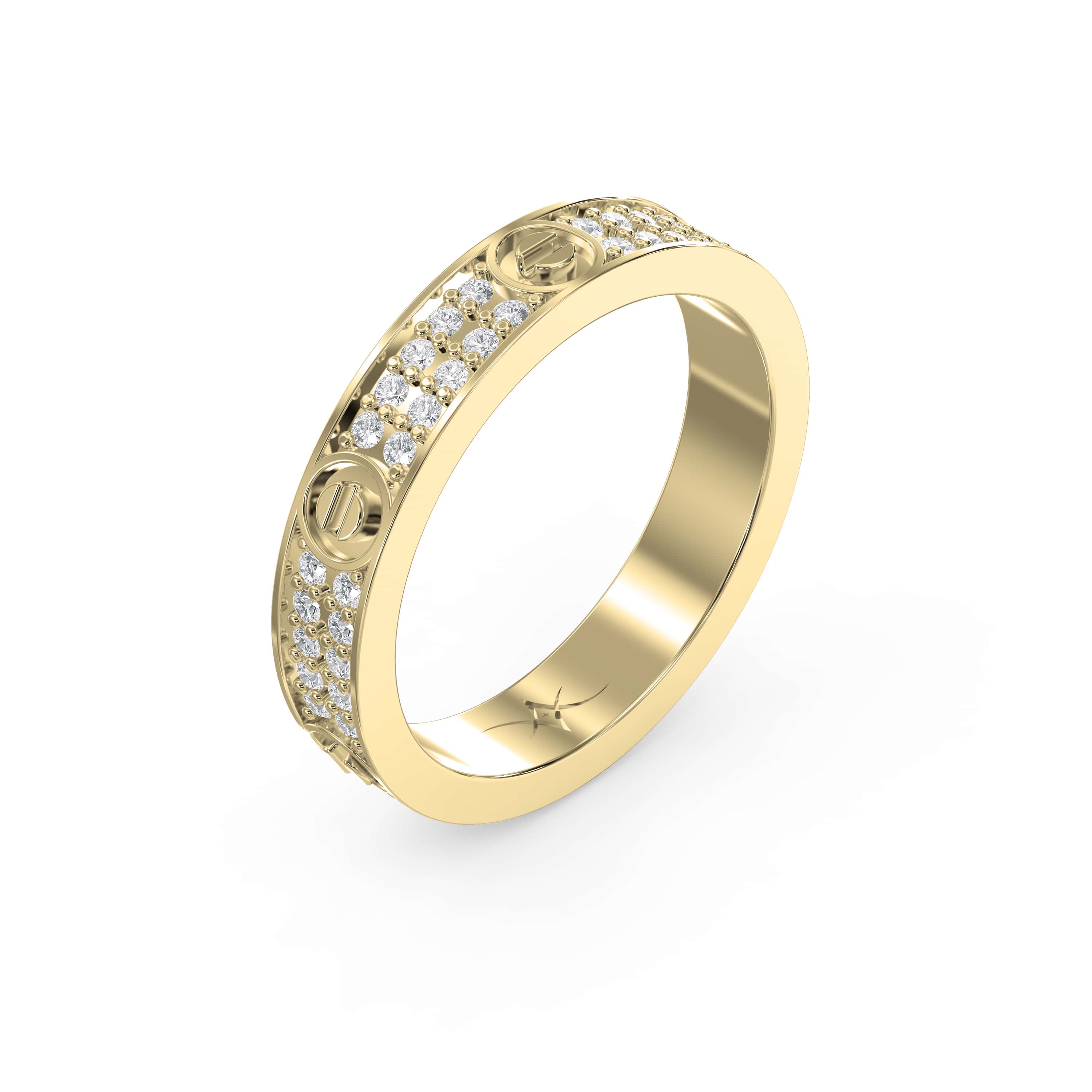 Elegant Gold Band with Round Cut Diamonds – Lab-Grown & Natural Brilliance