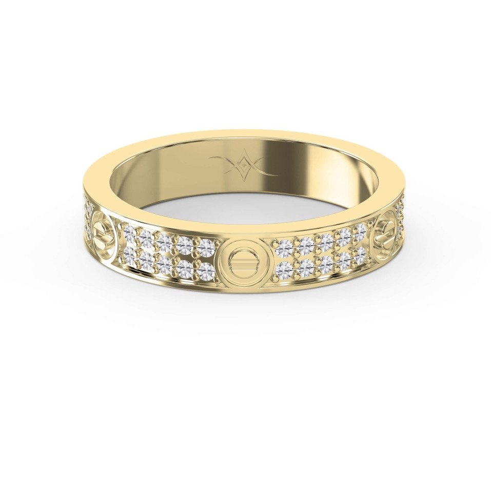 Elegant Gold Band with Round Cut Diamonds – Lab-Grown & Natural Brilliance