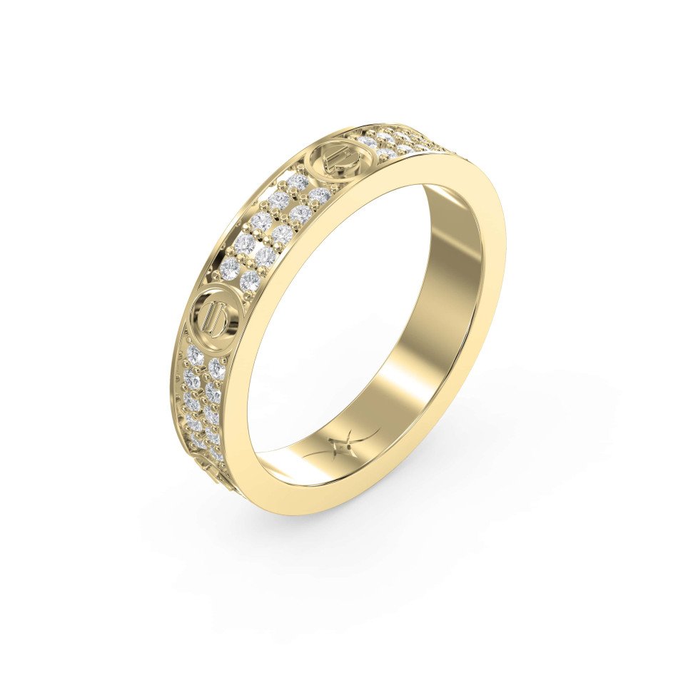 Elegant Gold Band with Round Cut Diamonds – Lab-Grown & Natural Brilliance