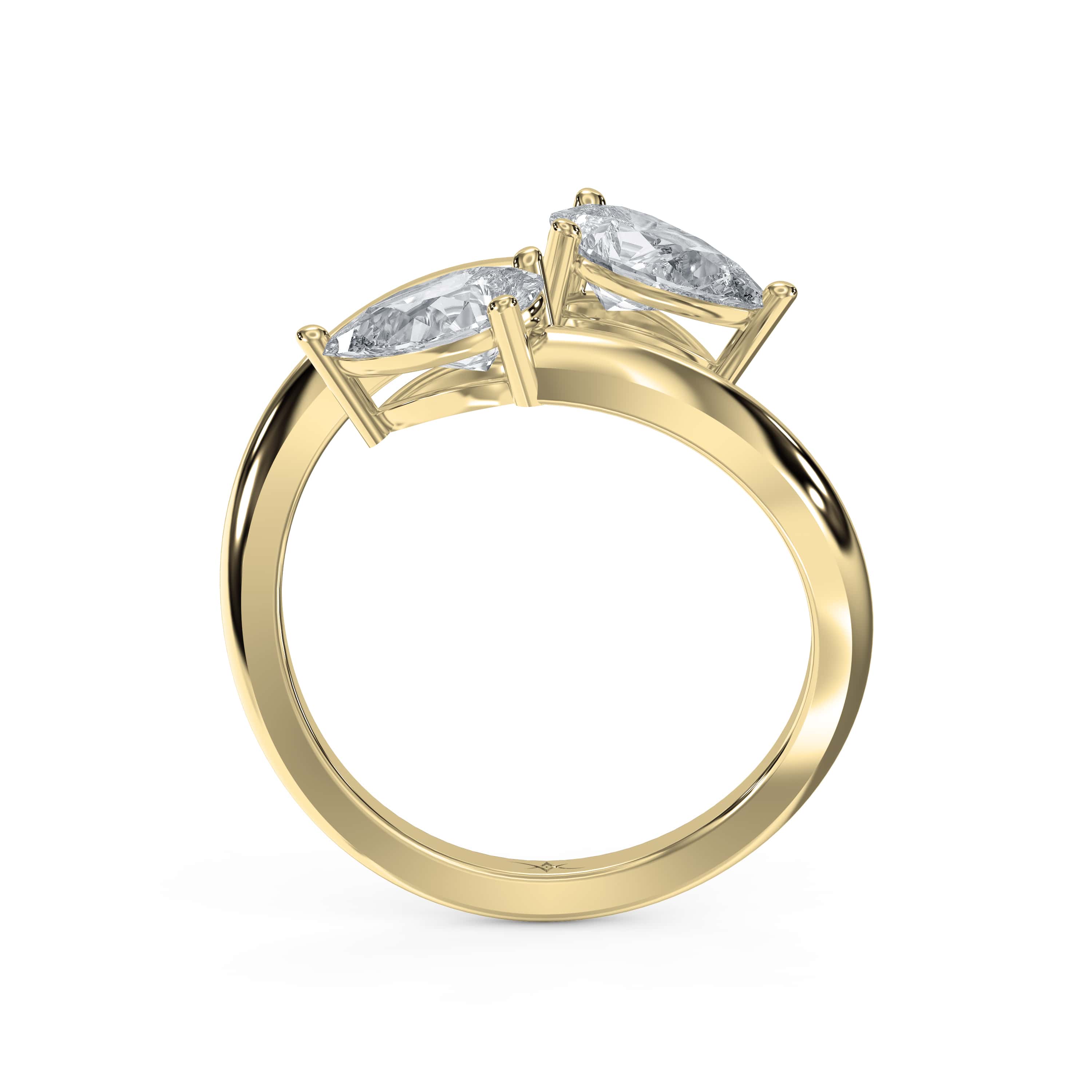 Two-Stone Claw Ring – Pear-Shaped Lab-Grown & Natural Diamonds