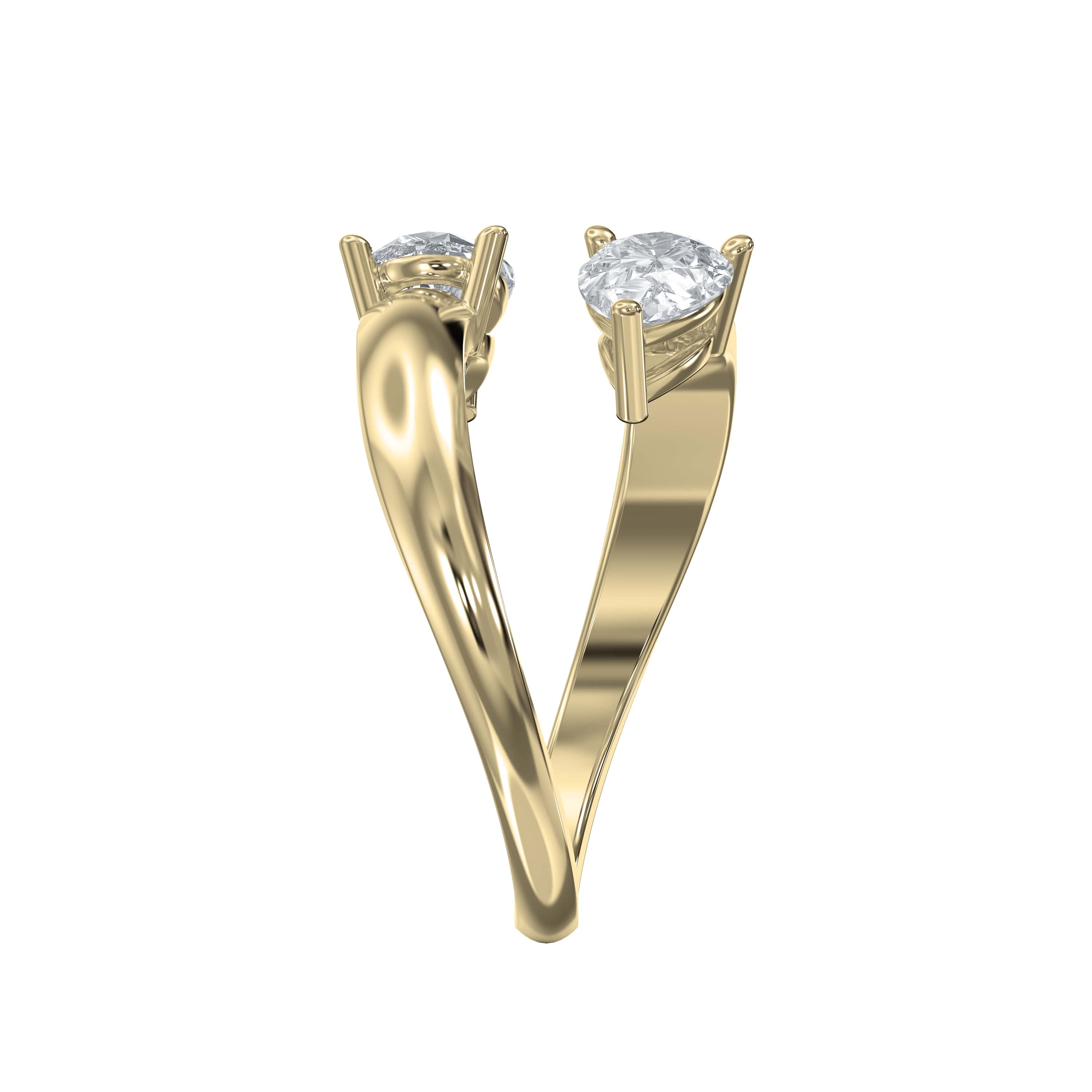 Two-Stone Claw Ring – Pear-Shaped Lab-Grown & Natural Diamonds
