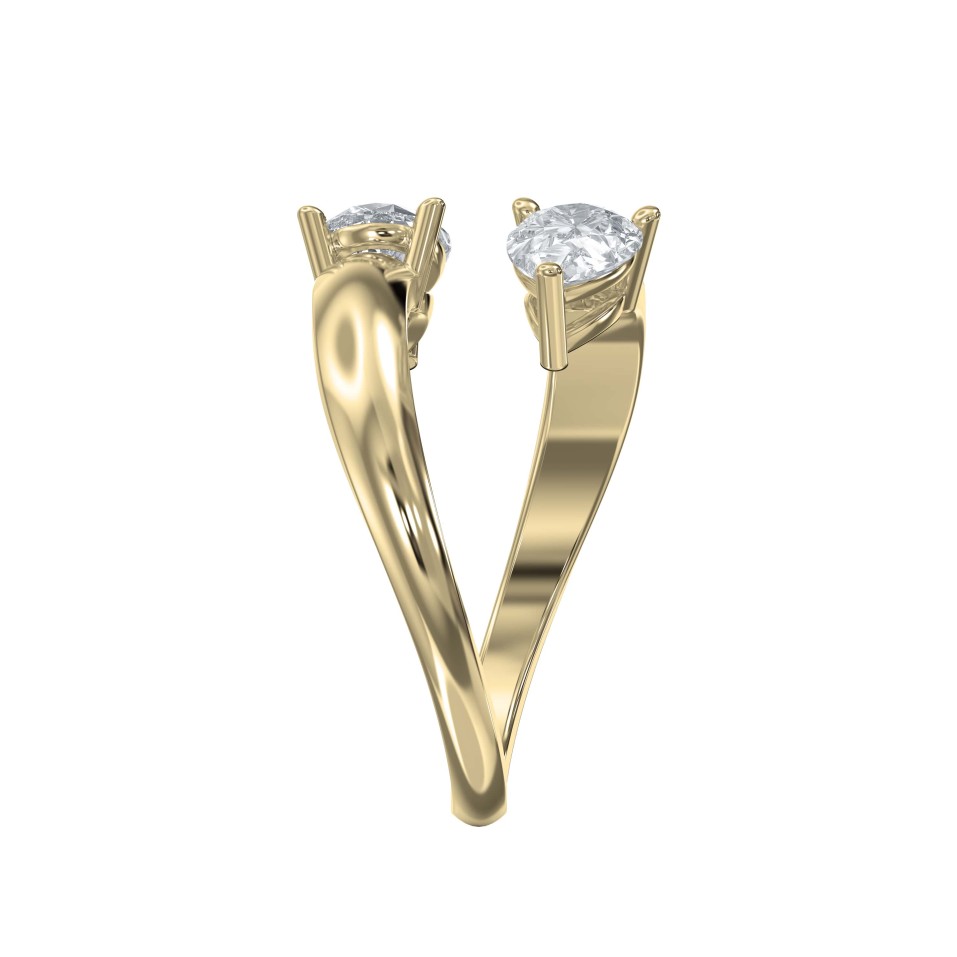 Two-Stone Claw Ring – Pear-Shaped Lab-Grown & Natural Diamonds