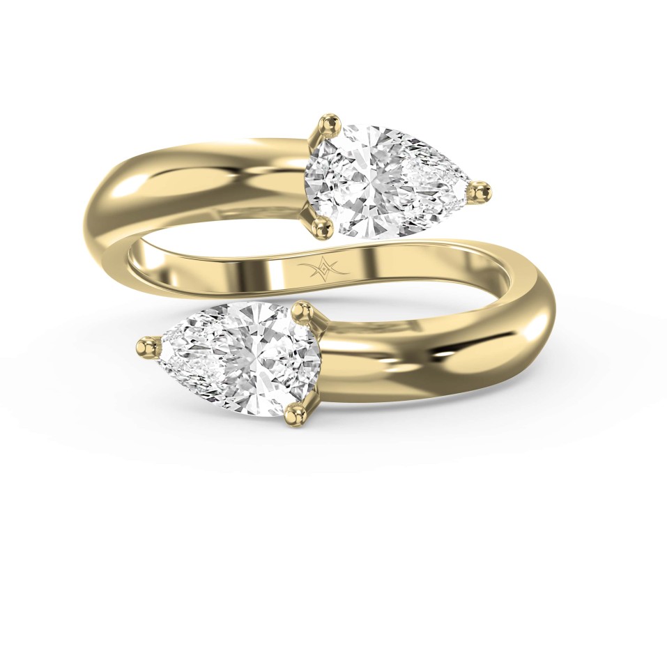 Two-Stone Claw Ring – Pear-Shaped Lab-Grown & Natural Diamonds