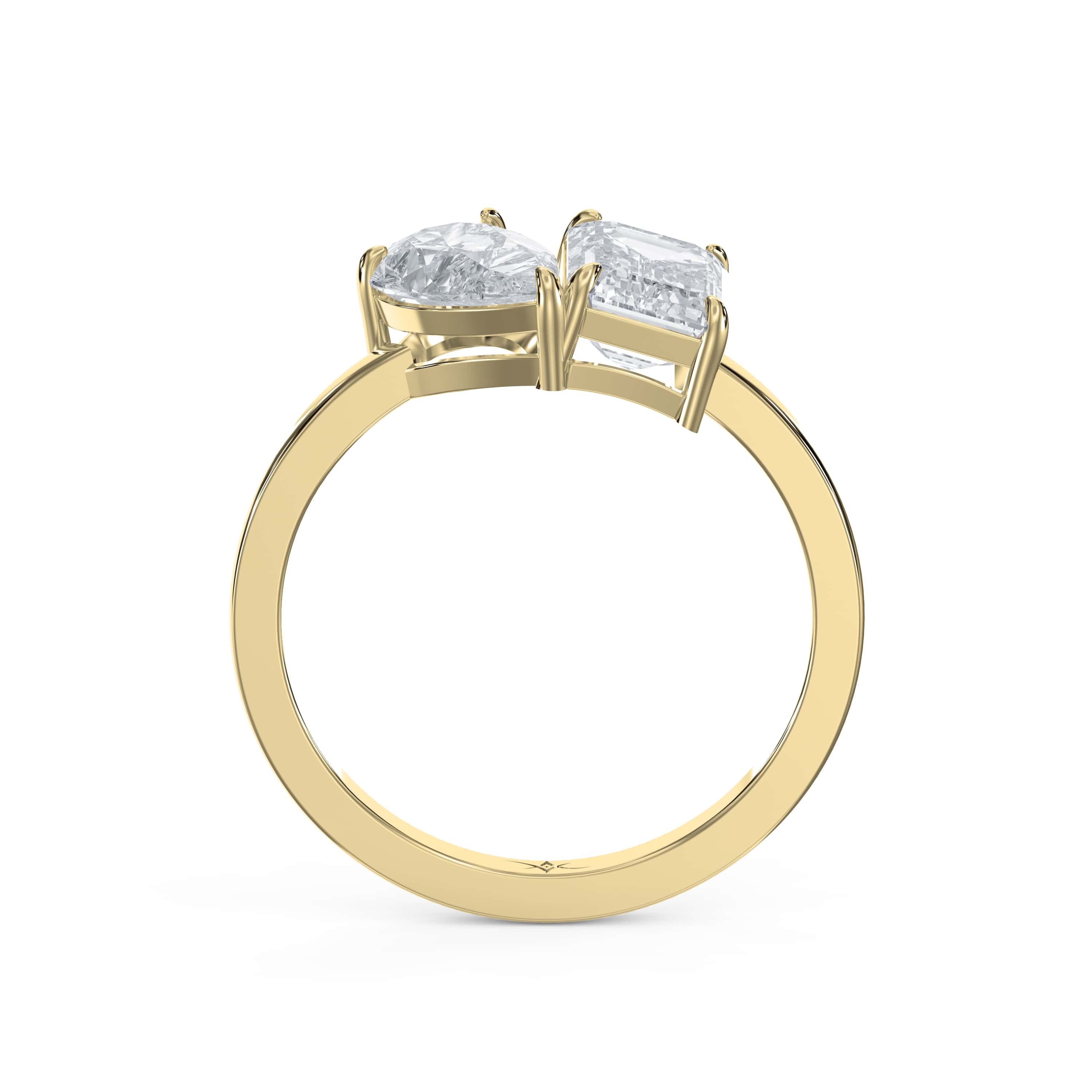 Two-Stone Friendly Diamonds Ring – Emerald & Pear Shape | Lab-Grown