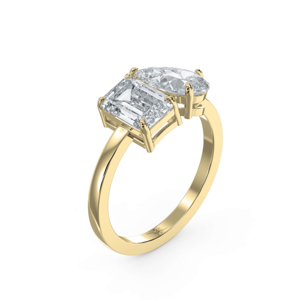 Two-Stone Friendly Diamonds Ring – Emerald & Pear Shape | Lab-Grown