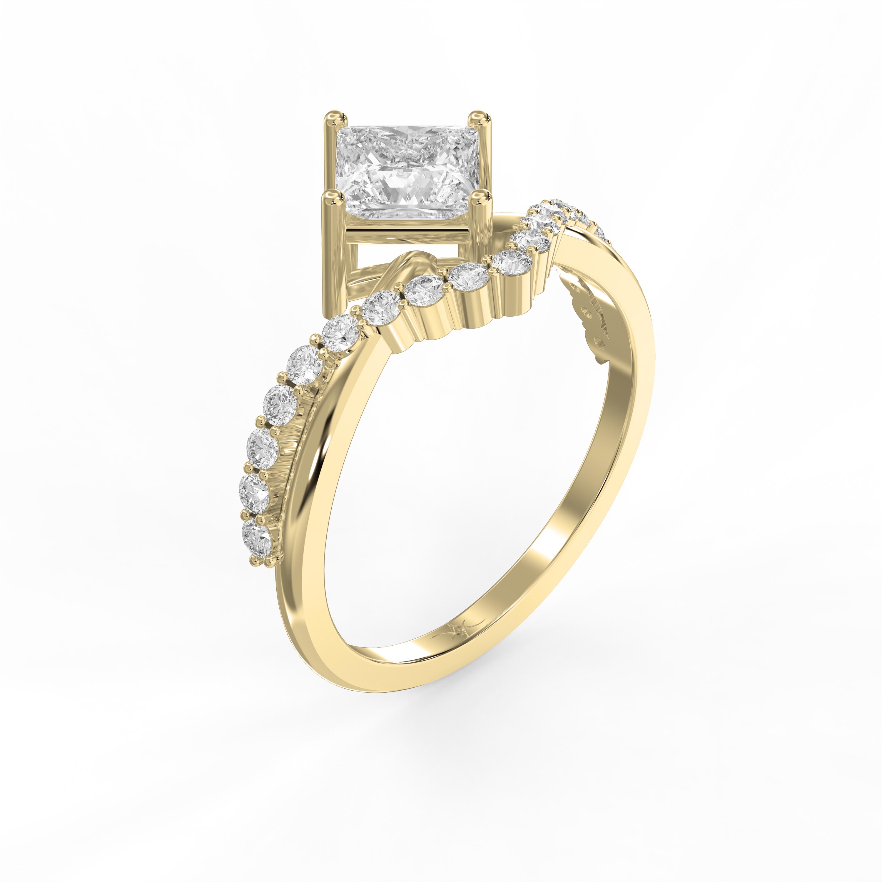 Rotated Princess Cut Diamond Chevron Engagement Ring |  Lab-Grown & Natural Diamonds