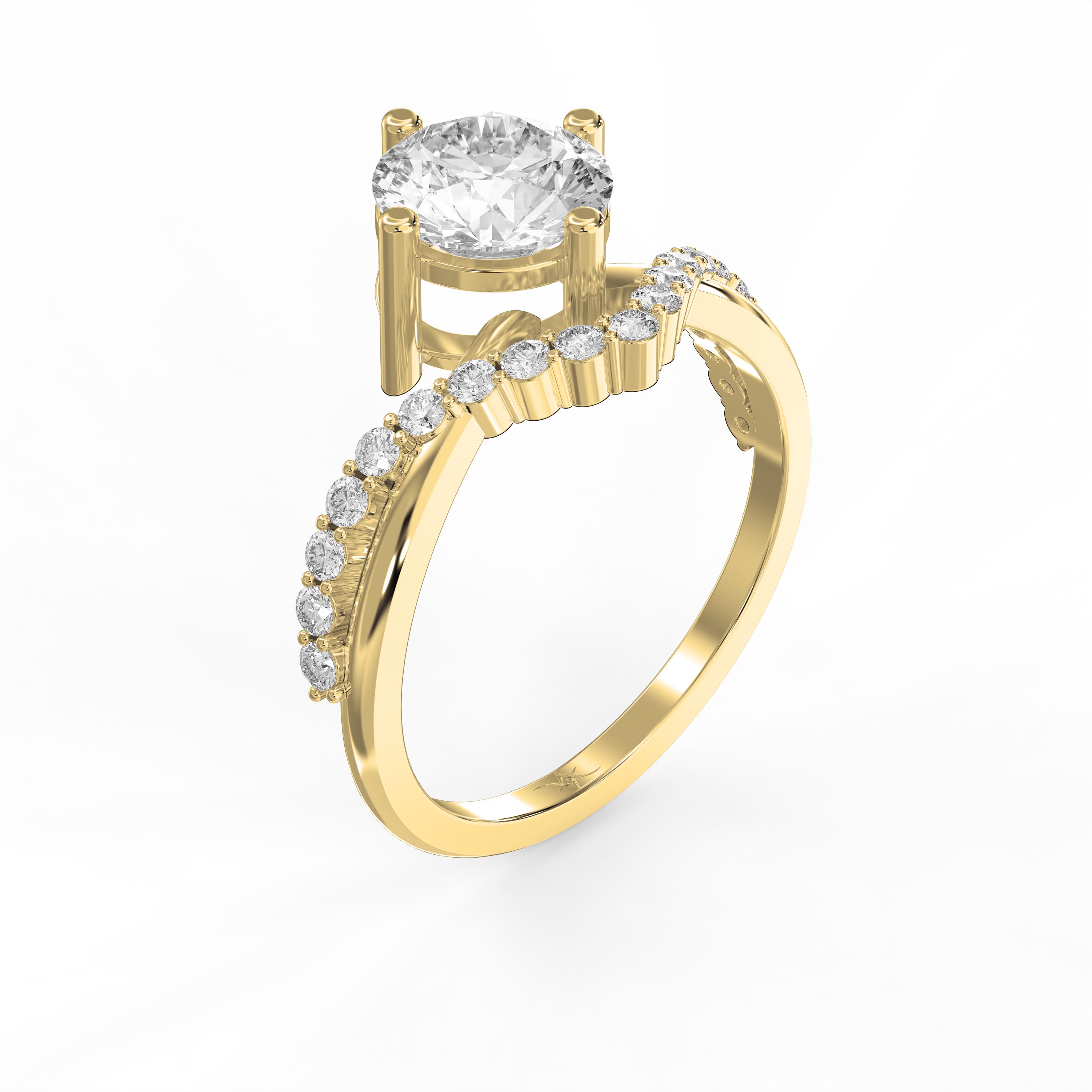 Chevron Embrace Side Stone Engagement Ring | Round, Princess, Emerald, Cushion & More Cuts | Lab-Grown & Natural Diamond Jewelry – Valam Design