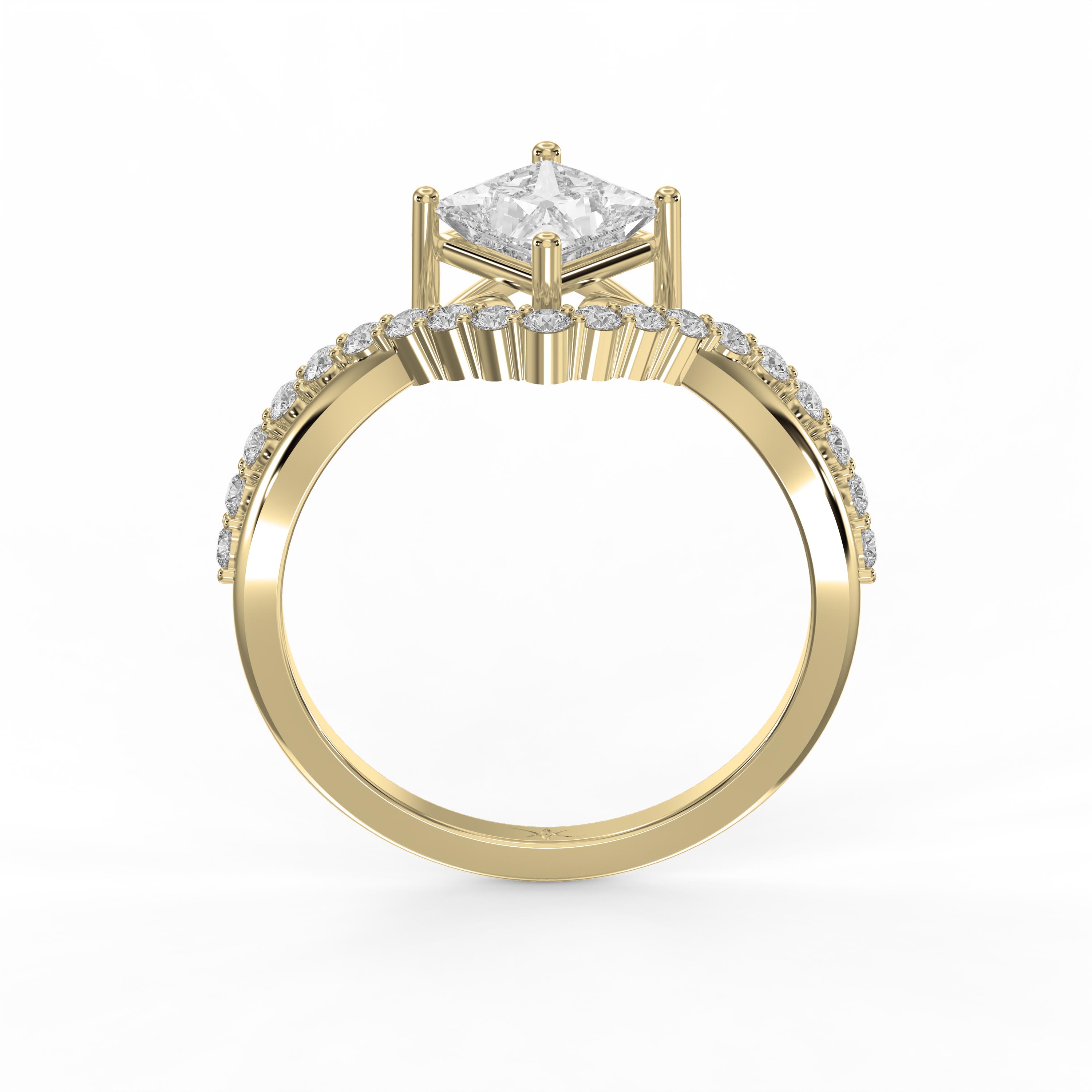 Rotated Princess Cut Diamond Chevron Engagement Ring |  Lab-Grown & Natural Diamonds