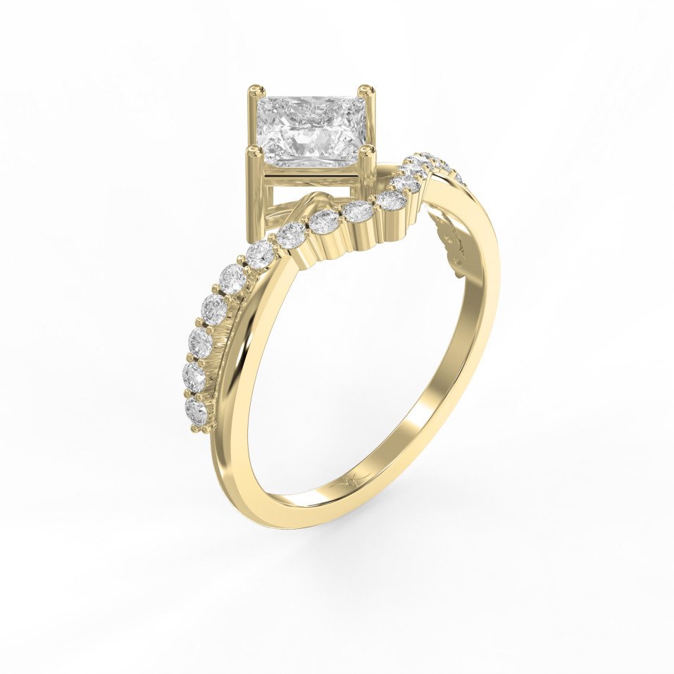 Rotated Princess Cut Diamond Chevron Engagement Ring |  Lab-Grown & Natural Diamonds