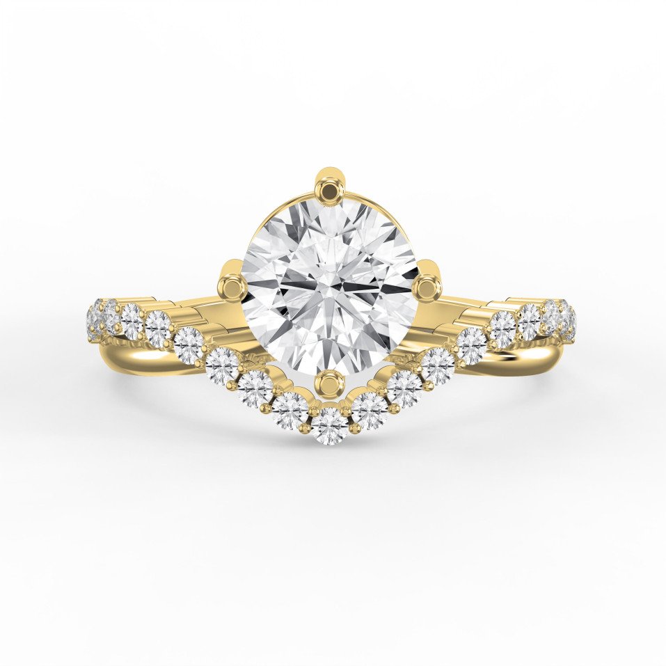 Chevron Embrace Side Stone Engagement Ring | Round, Princess, Emerald, Cushion & More Cuts | Lab-Grown & Natural Diamond Jewelry – Valam Design