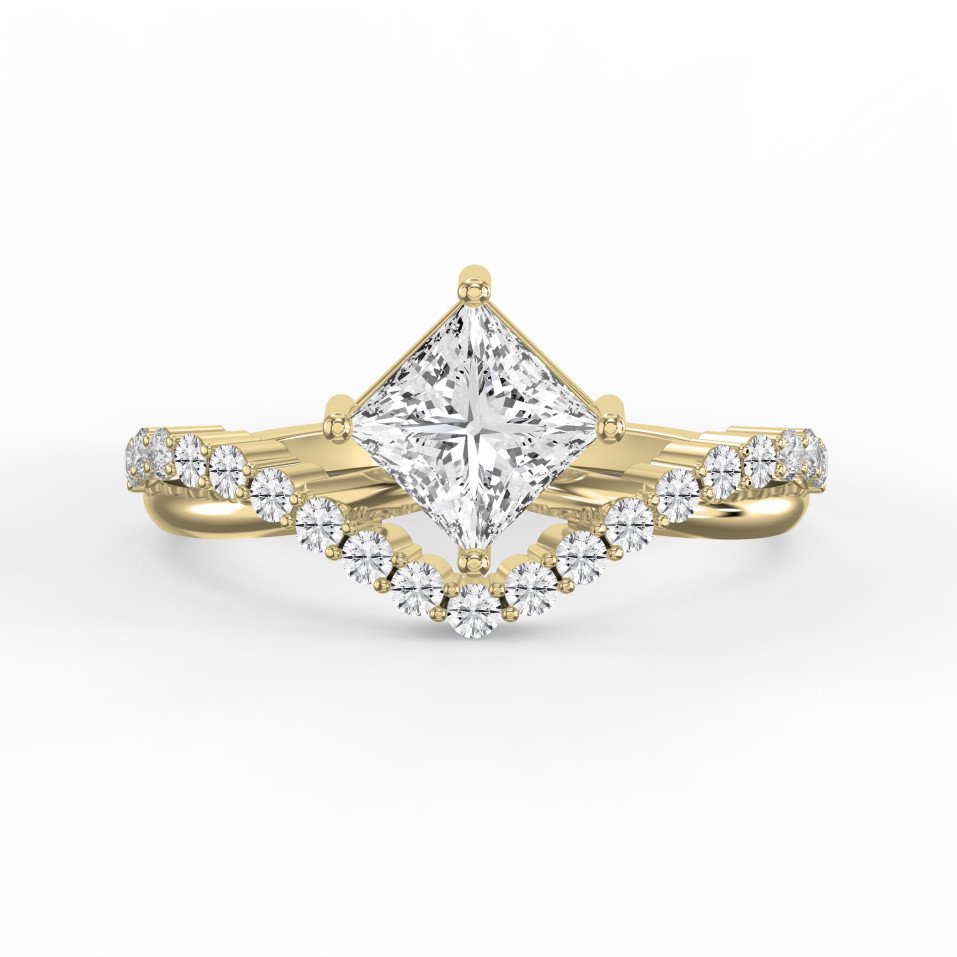 Rotated Princess Cut Diamond Chevron Engagement Ring |  Lab-Grown & Natural Diamonds