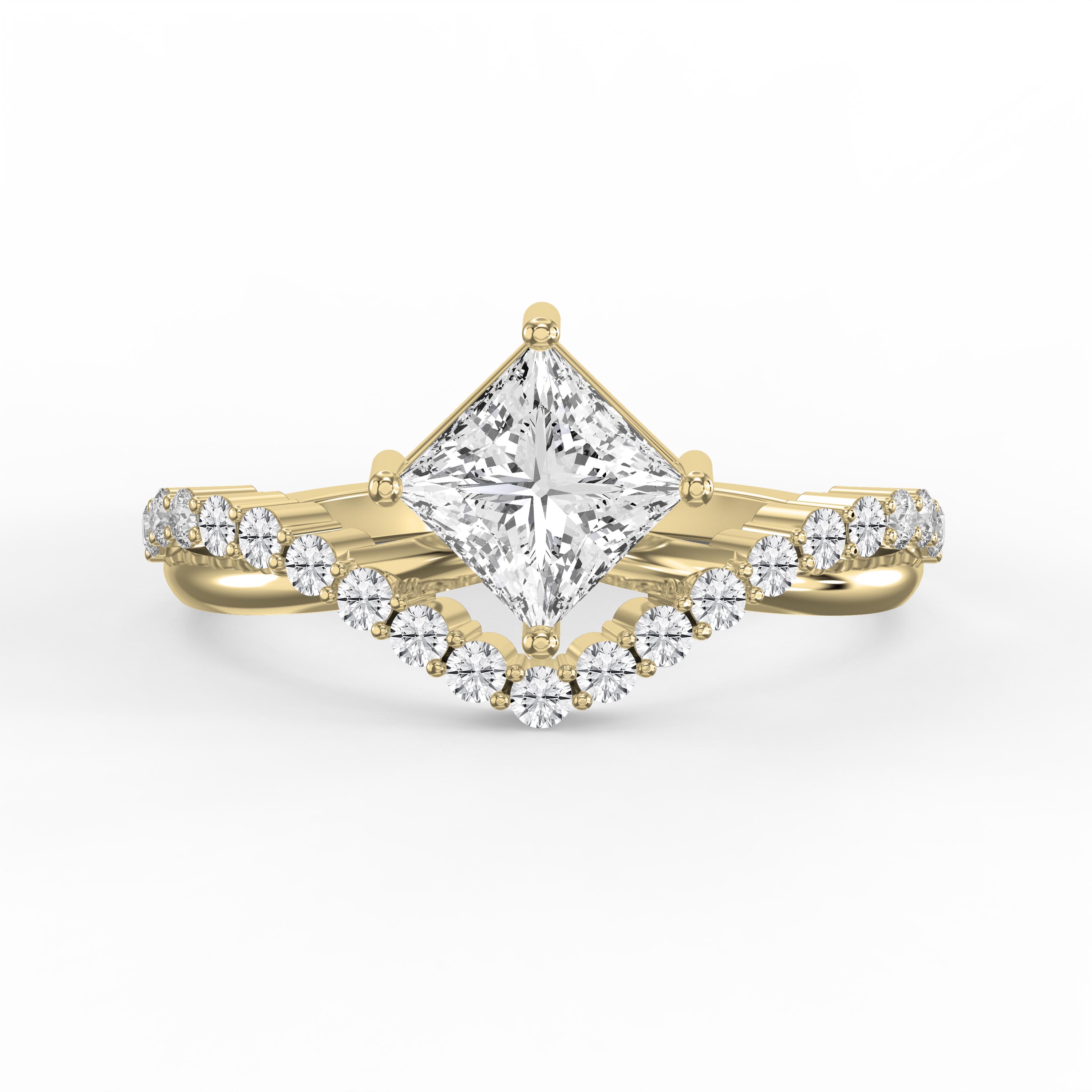 Rotated Princess Cut Diamond Chevron Engagement Ring |  Lab-Grown & Natural Diamonds