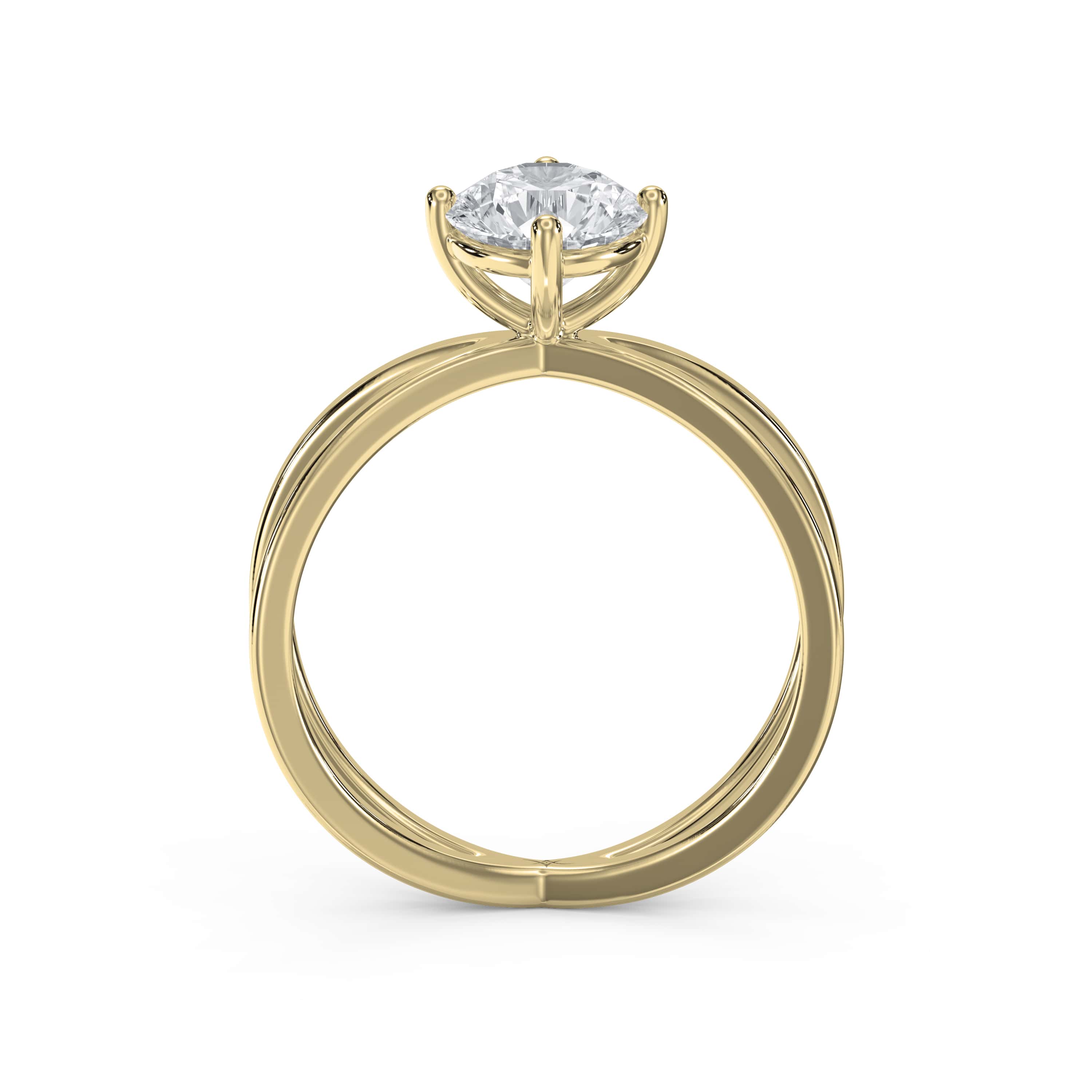 4-Prong Diamond Ring with Criss-Cross Band