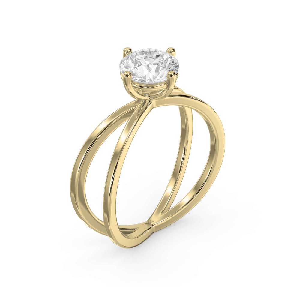4-Prong Diamond Ring with Criss-Cross Band