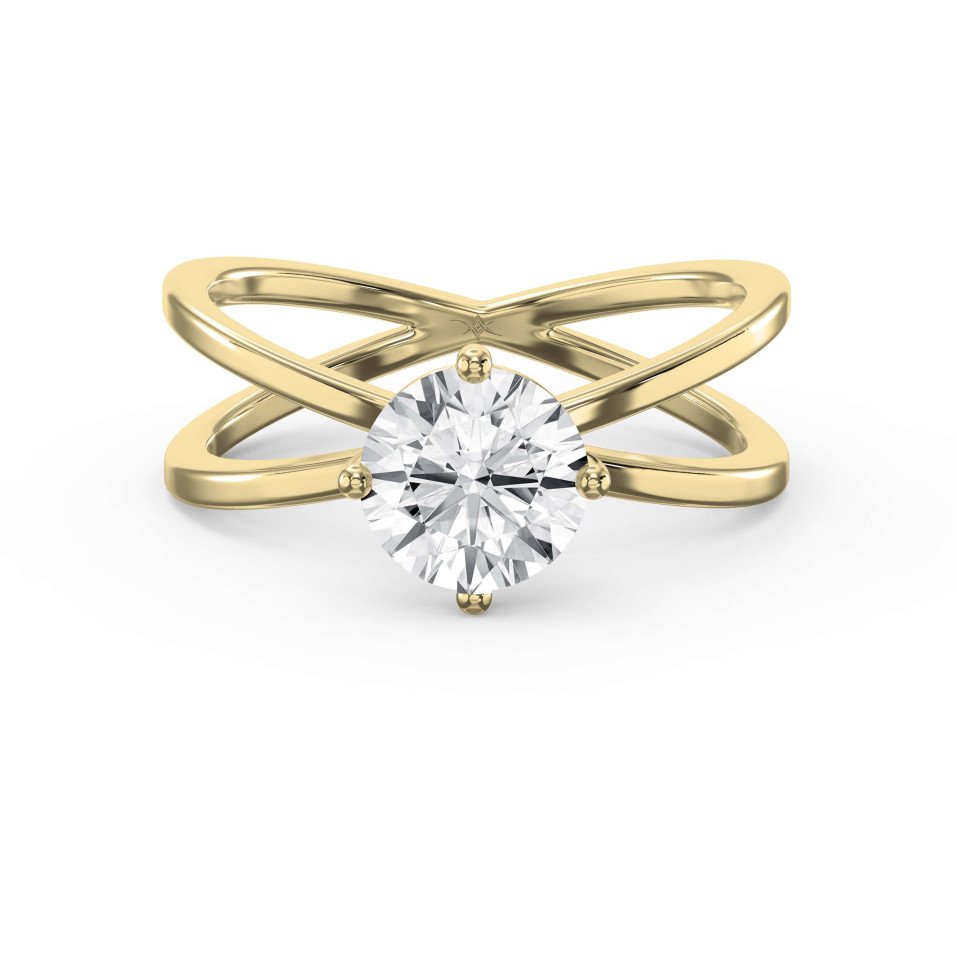 4-Prong Diamond Ring with Criss-Cross Band