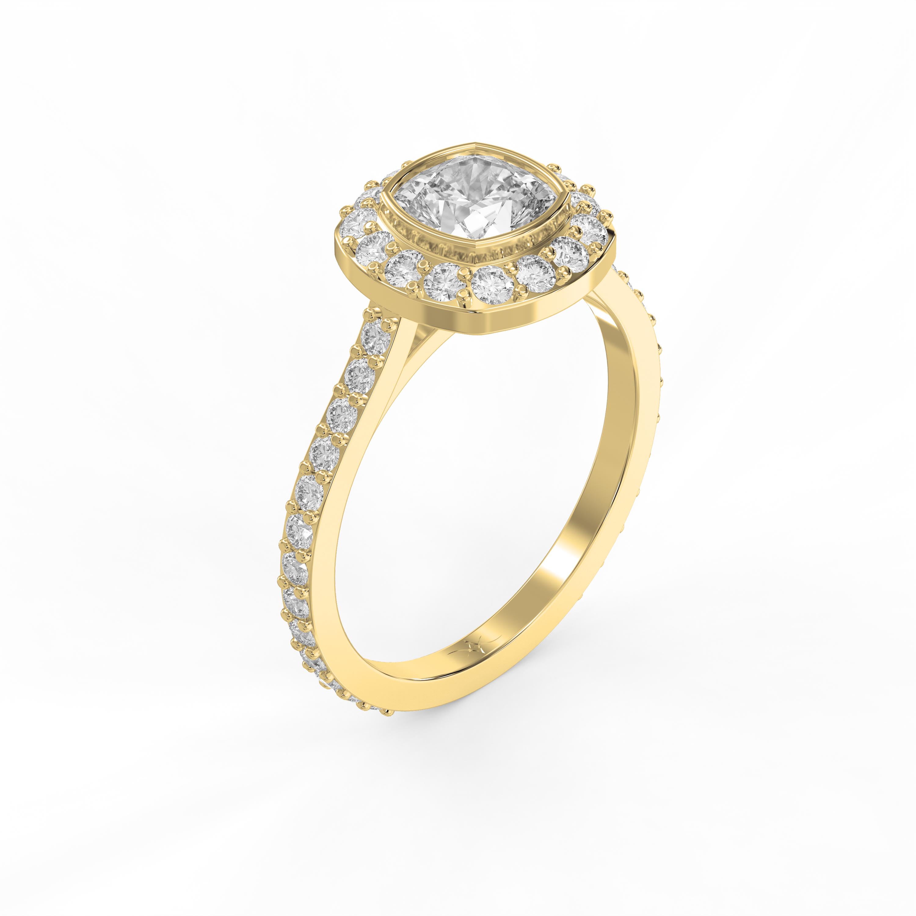 Cushion Shape Round Brilliant Side Stone Engagement Ring | Lab-Grown & Natural Diamonds