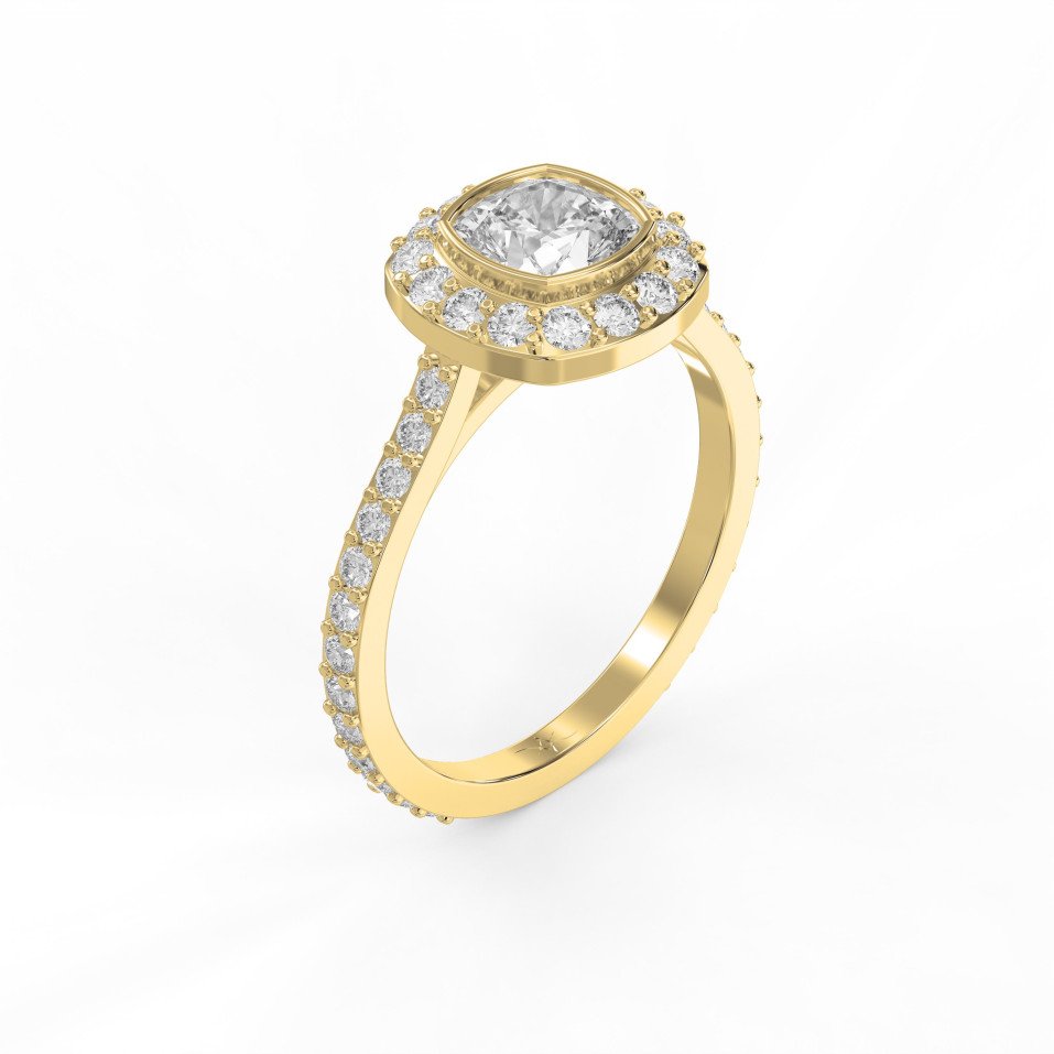 Cushion Shape Round Brilliant Side Stone Engagement Ring | Lab-Grown & Natural Diamonds