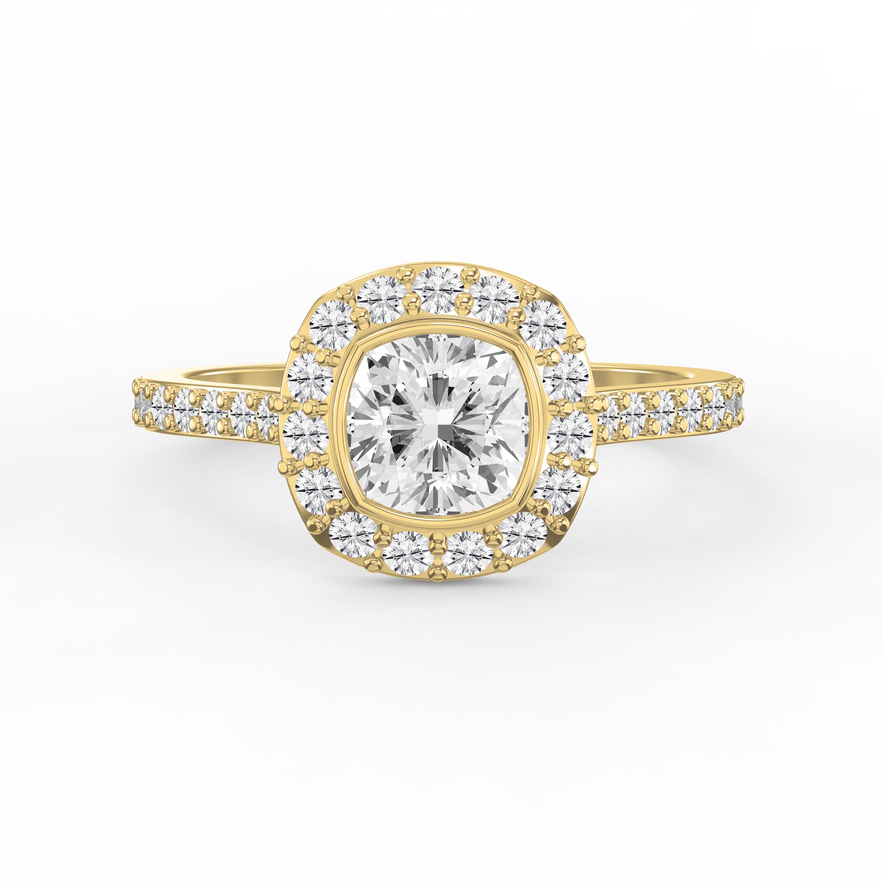Cushion Shape Round Brilliant Side Stone Engagement Ring | Lab-Grown & Natural Diamonds