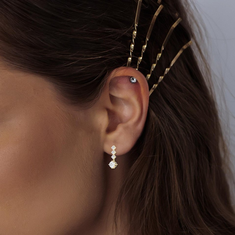 Asscher-Cut and Cushion Diamond Drop Earrings | Elegant Luxury Jewelry | Choose Lab - Grown & Platinum