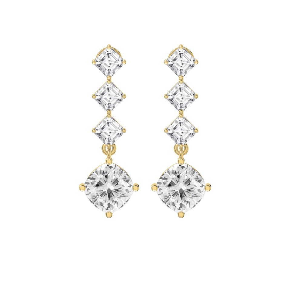 Asscher-Cut and Cushion Diamond Drop Earrings | Elegant Luxury Jewelry | Choose Lab - Grown & Platinum