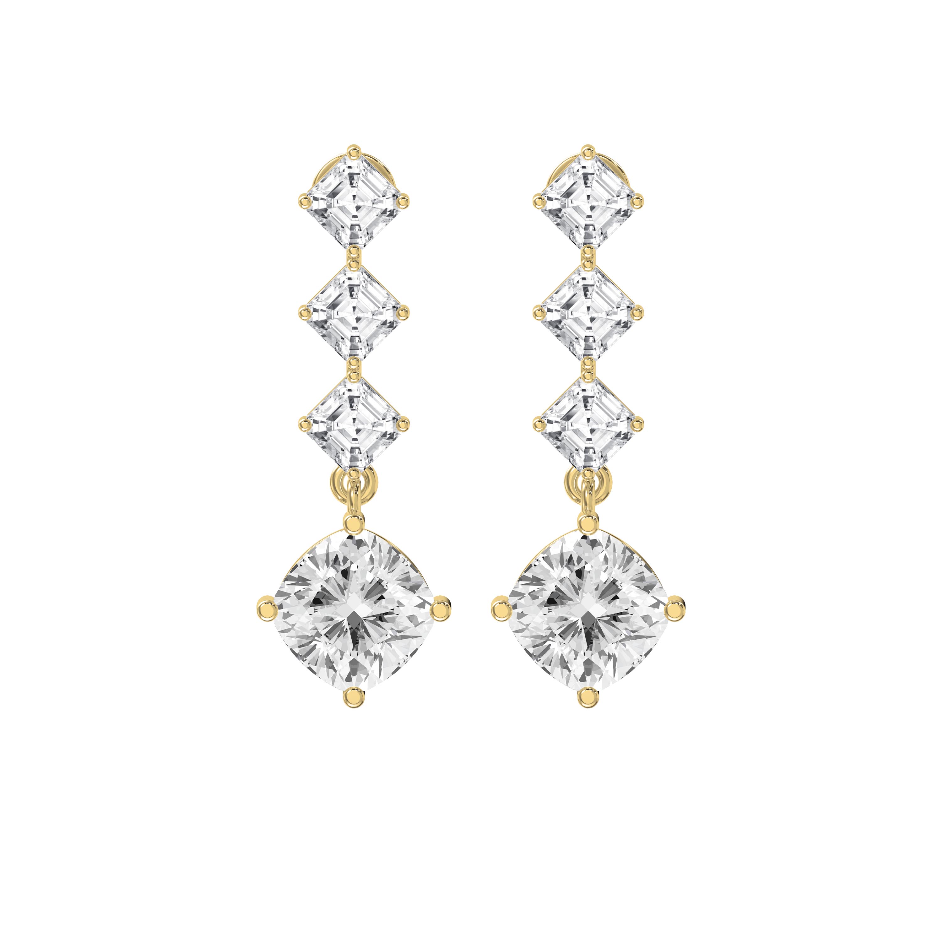 Asscher-Cut and Cushion Diamond Drop Earrings | Elegant Luxury Jewelry | Choose Lab - Grown & Platinum