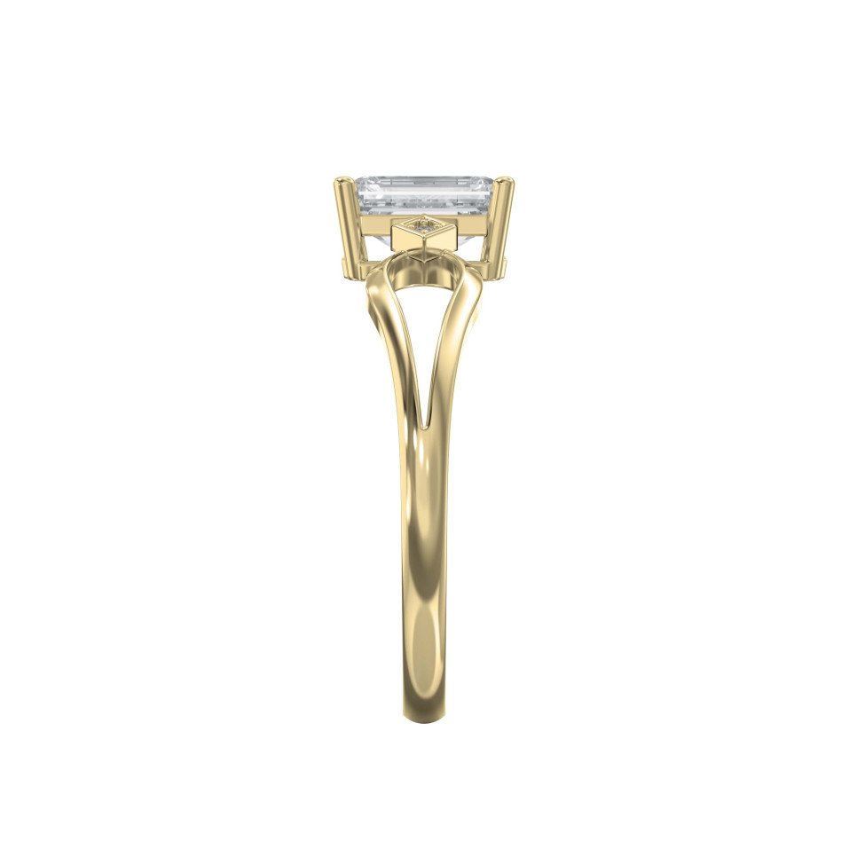 Classic 4-Prong Engagement Ring with Geometric Side Diamonds – Lab-Grown & Natural Diamond