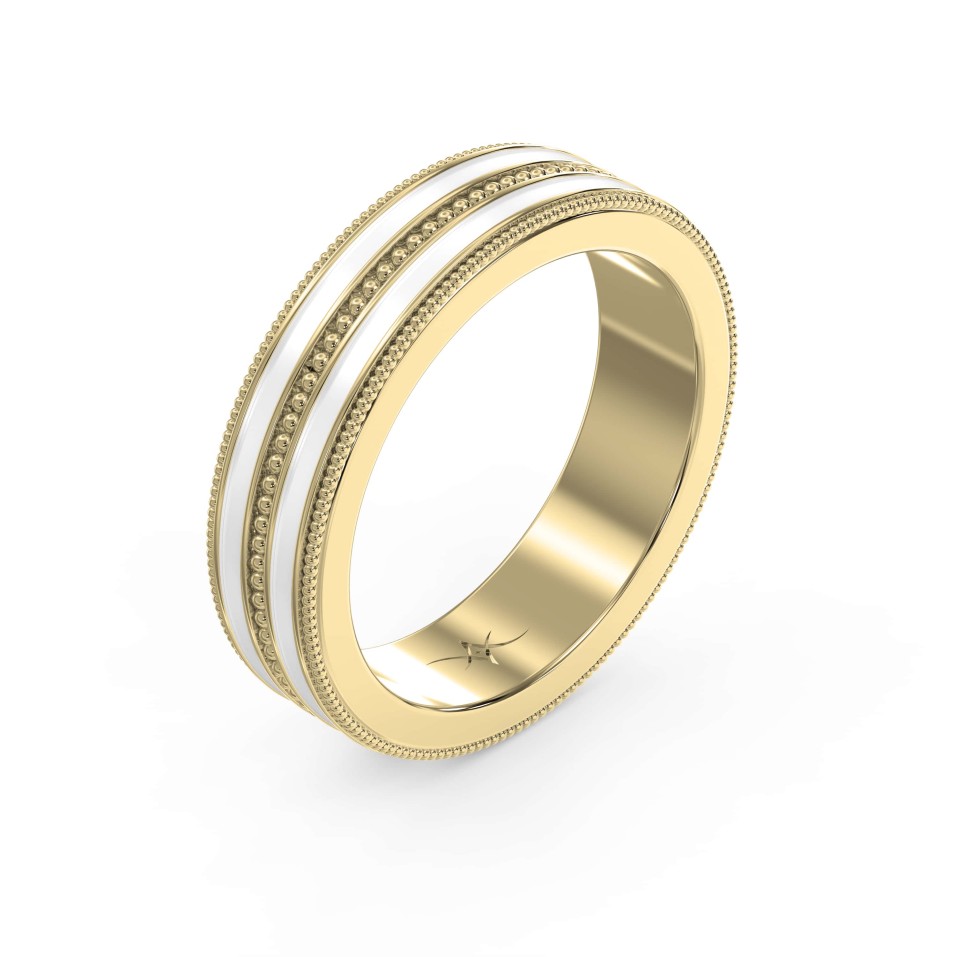 Two-Tone Color Yellow & White Gold Wedding Ring Band