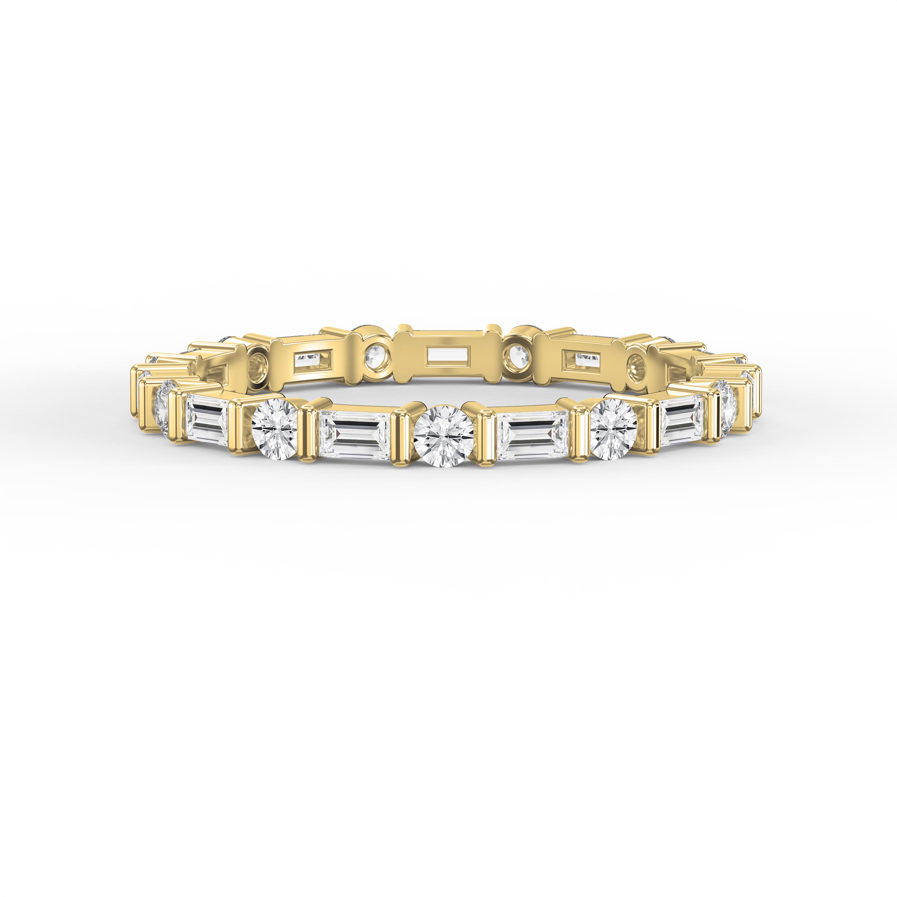Round & Baguette Diamond Eternity Band – Modern Wedding Ring for Women | Lab-Grown & Natural Diamonds