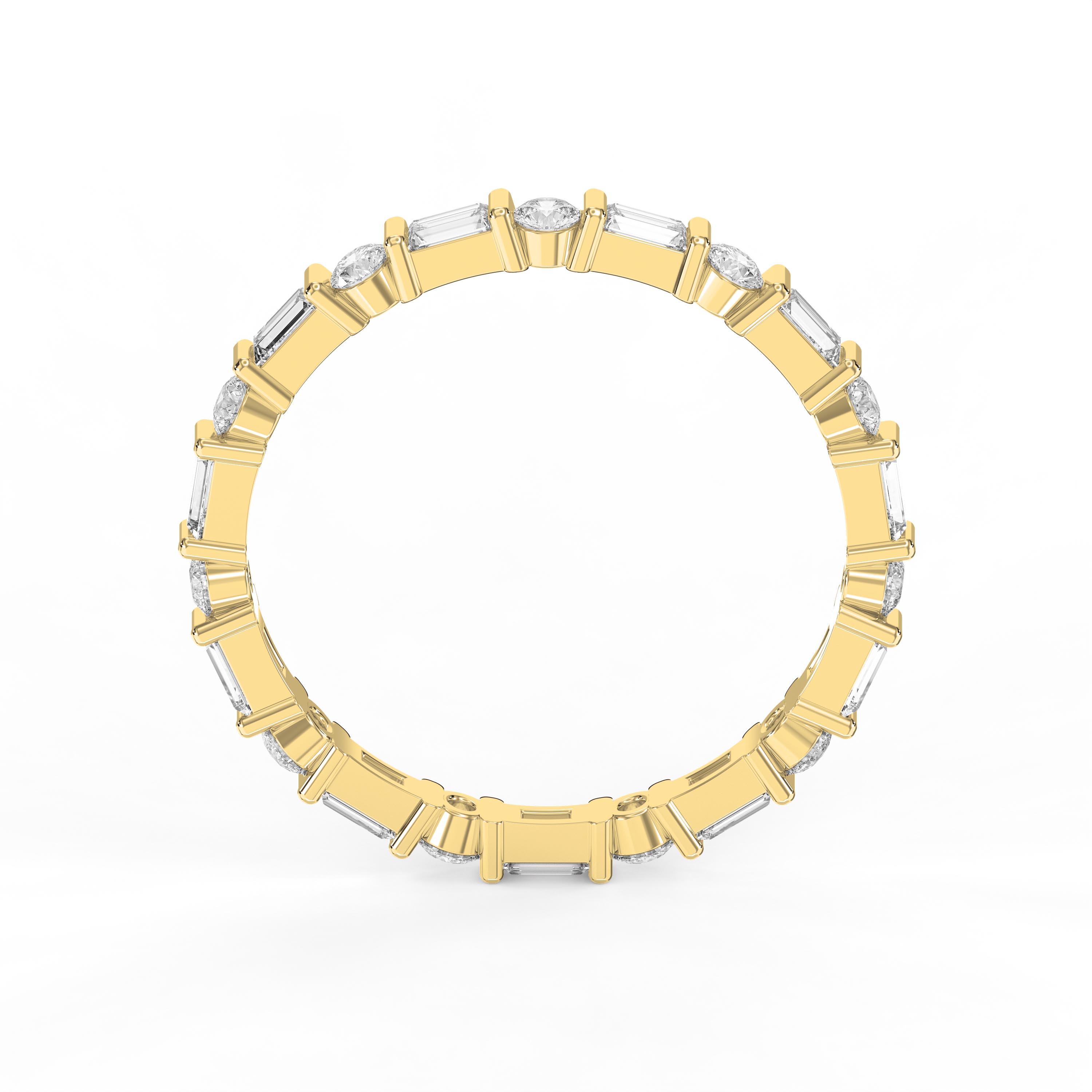 Round & Baguette Diamond Eternity Band – Modern Wedding Ring for Women | Lab-Grown & Natural Diamonds
