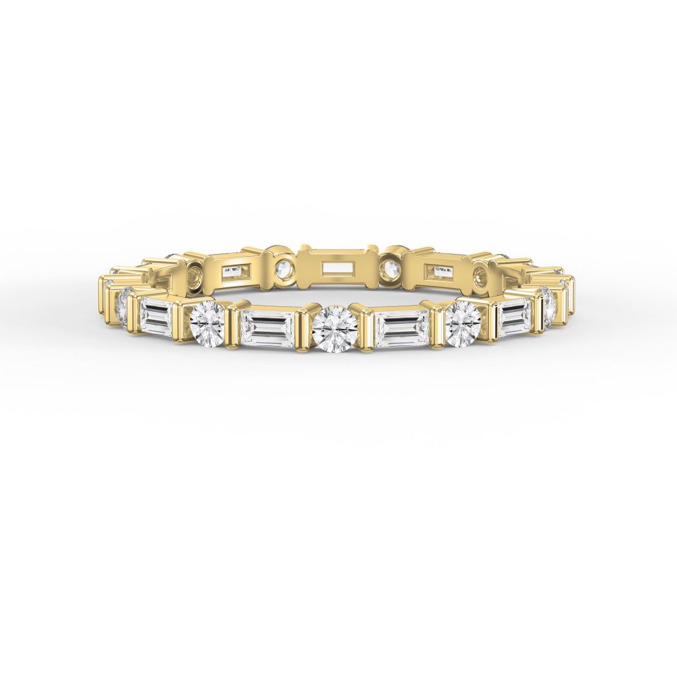 Round & Baguette Diamond Eternity Band – Modern Wedding Ring for Women | Lab-Grown & Natural Diamonds