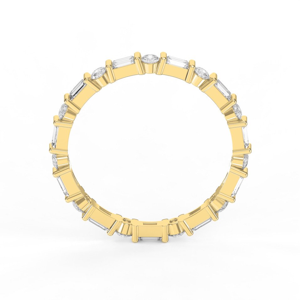 Round & Baguette Diamond Eternity Band – Modern Wedding Ring for Women | Lab-Grown & Natural Diamonds