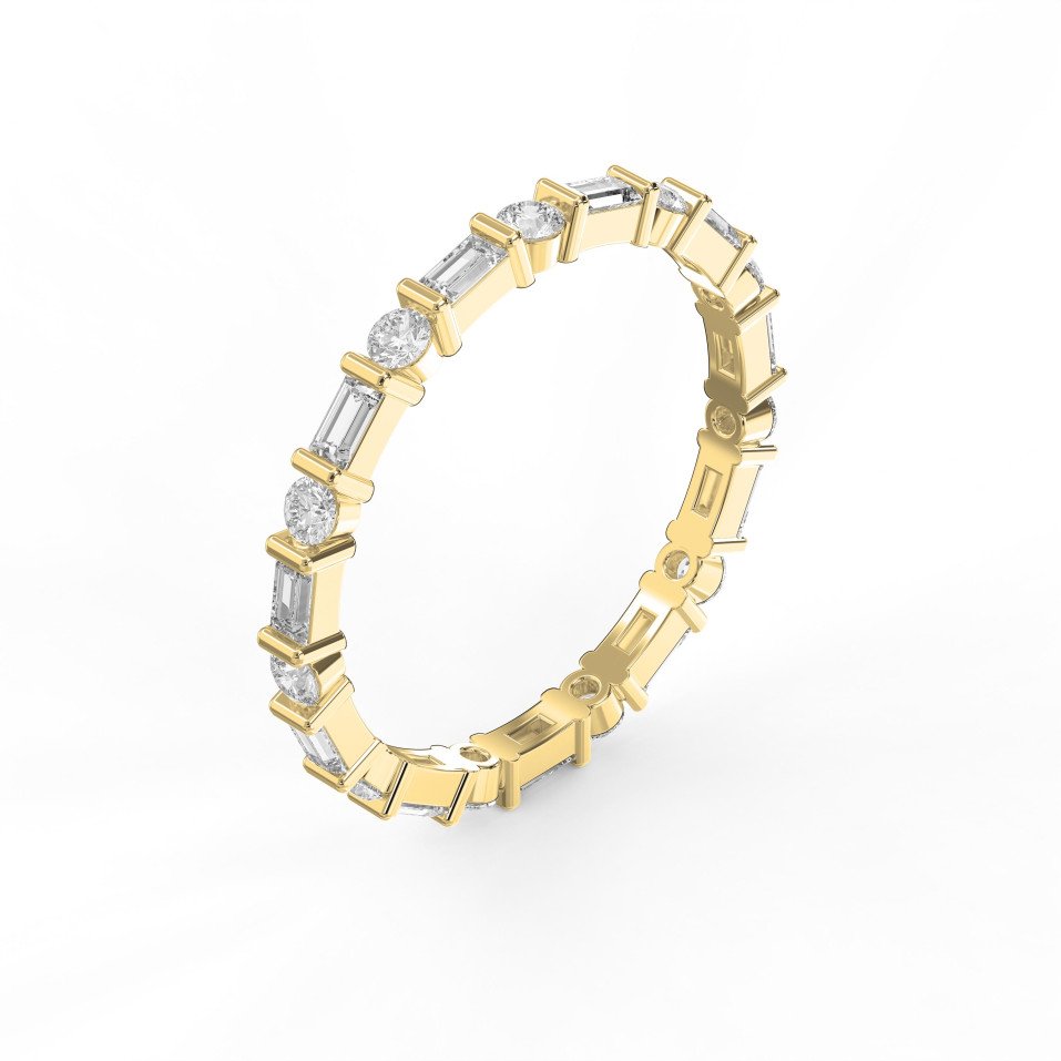 Round & Baguette Diamond Eternity Band – Modern Wedding Ring for Women | Lab-Grown & Natural Diamonds