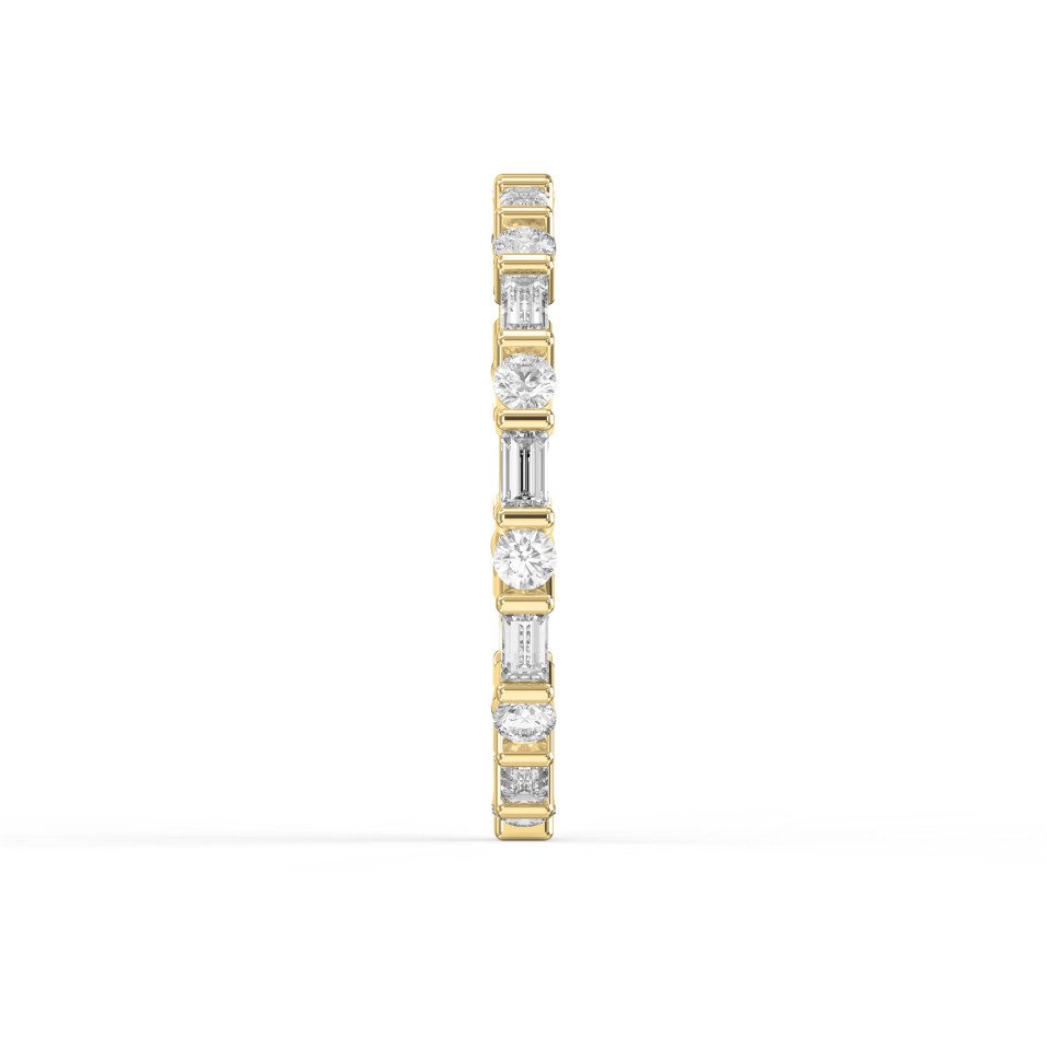 Round & Baguette Diamond Eternity Band – Modern Wedding Ring for Women | Lab-Grown & Natural Diamonds