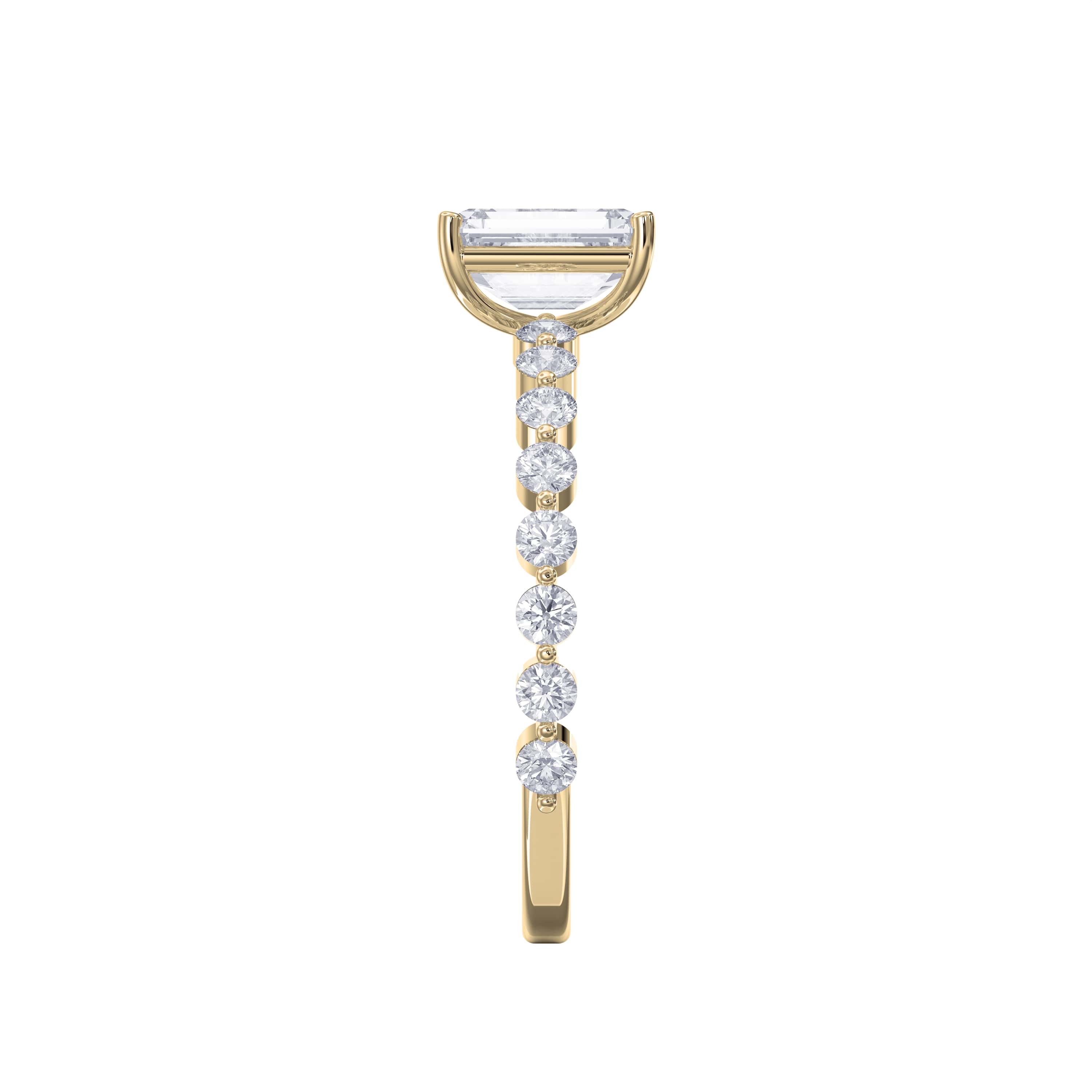 Four-Prong Diamond Engagement Ring with Round Brilliant Band Choose Lab-Grown or Natural Center Diamond
