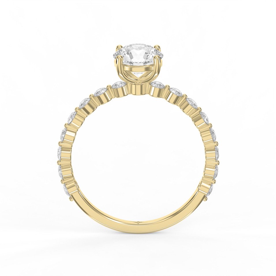 Customizable Diamond Shape Engagement Ring with Round Brilliant Band – Choose Lab-Grown or Natural Center Diamond