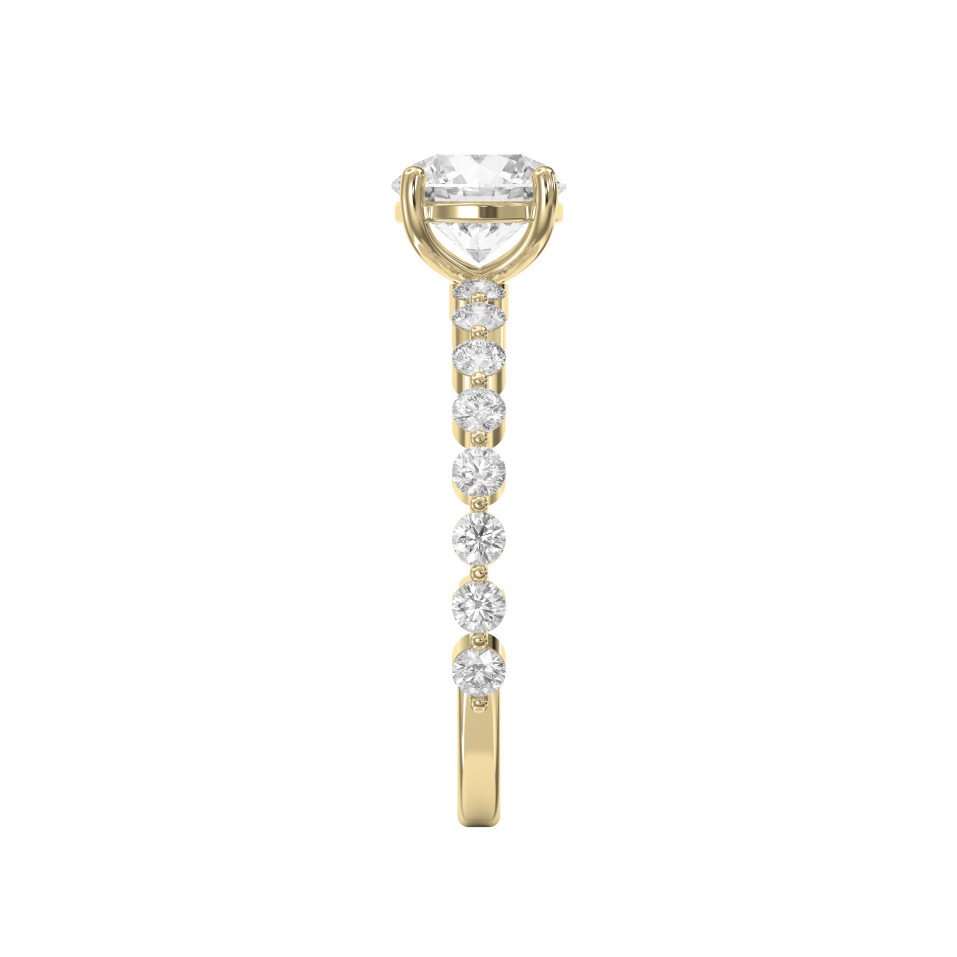 Customizable Diamond Shape Engagement Ring with Round Brilliant Band – Choose Lab-Grown or Natural Center Diamond