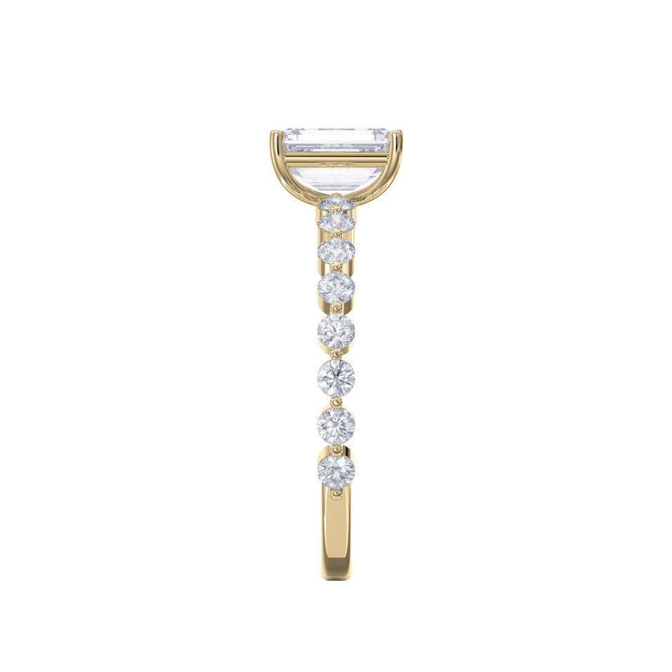 Four-Prong Diamond Engagement Ring with Round Brilliant Band Choose Lab-Grown or Natural Center Diamond