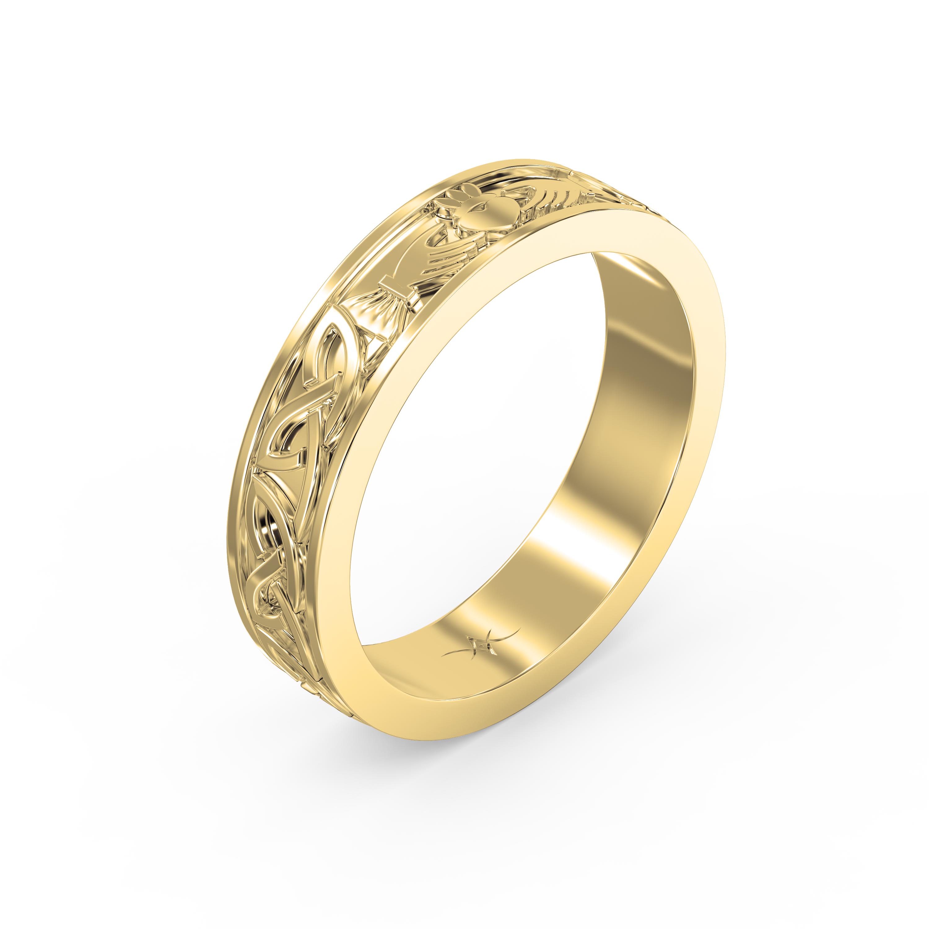 Claddagh Ring with Celtic Knot Band – Traditional Irish Love & Friendship Vintage Band